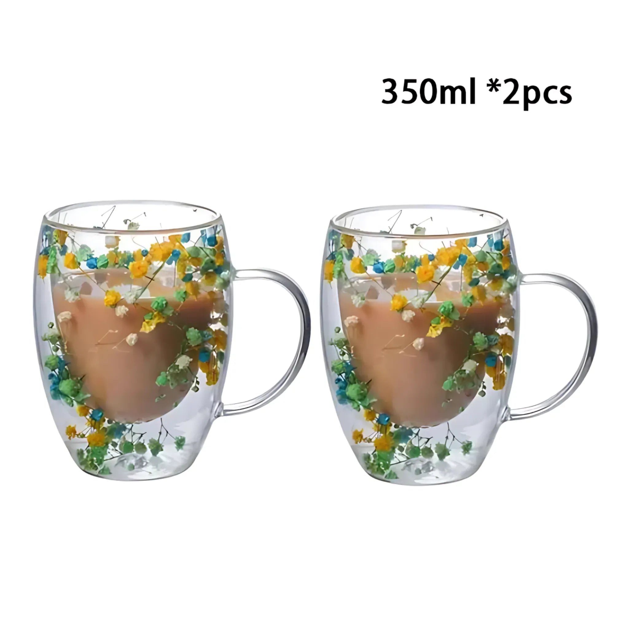 Double Wall Glass Cup - Heat Resistant Coffee & Tea Mug 2pcs 350ml D / 250-350ml Glass Cup