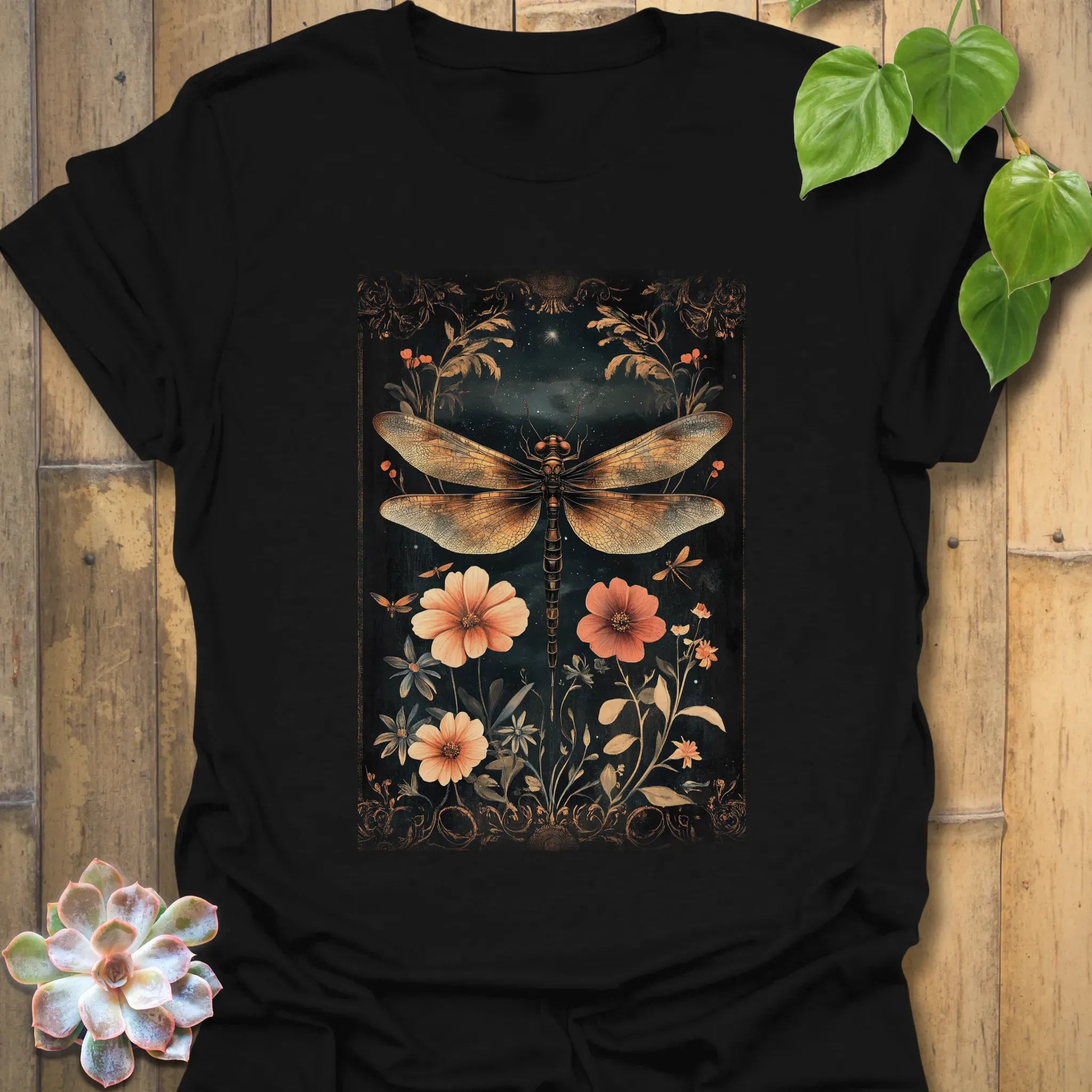 Dragonfly Garden T-Shirt Black / S T-Shirt