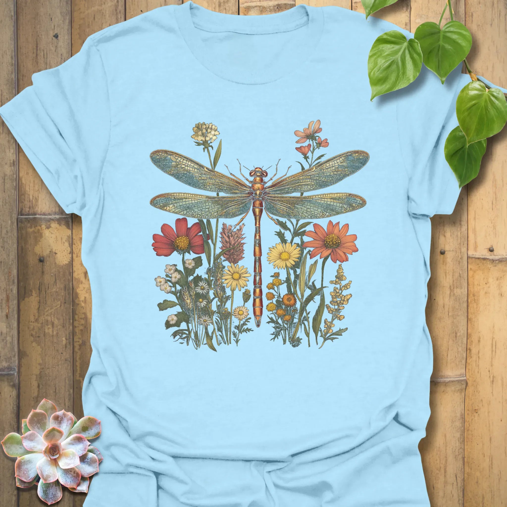 Dragonfly & Wildflower T-Shirt Light Blue / S T-Shirt