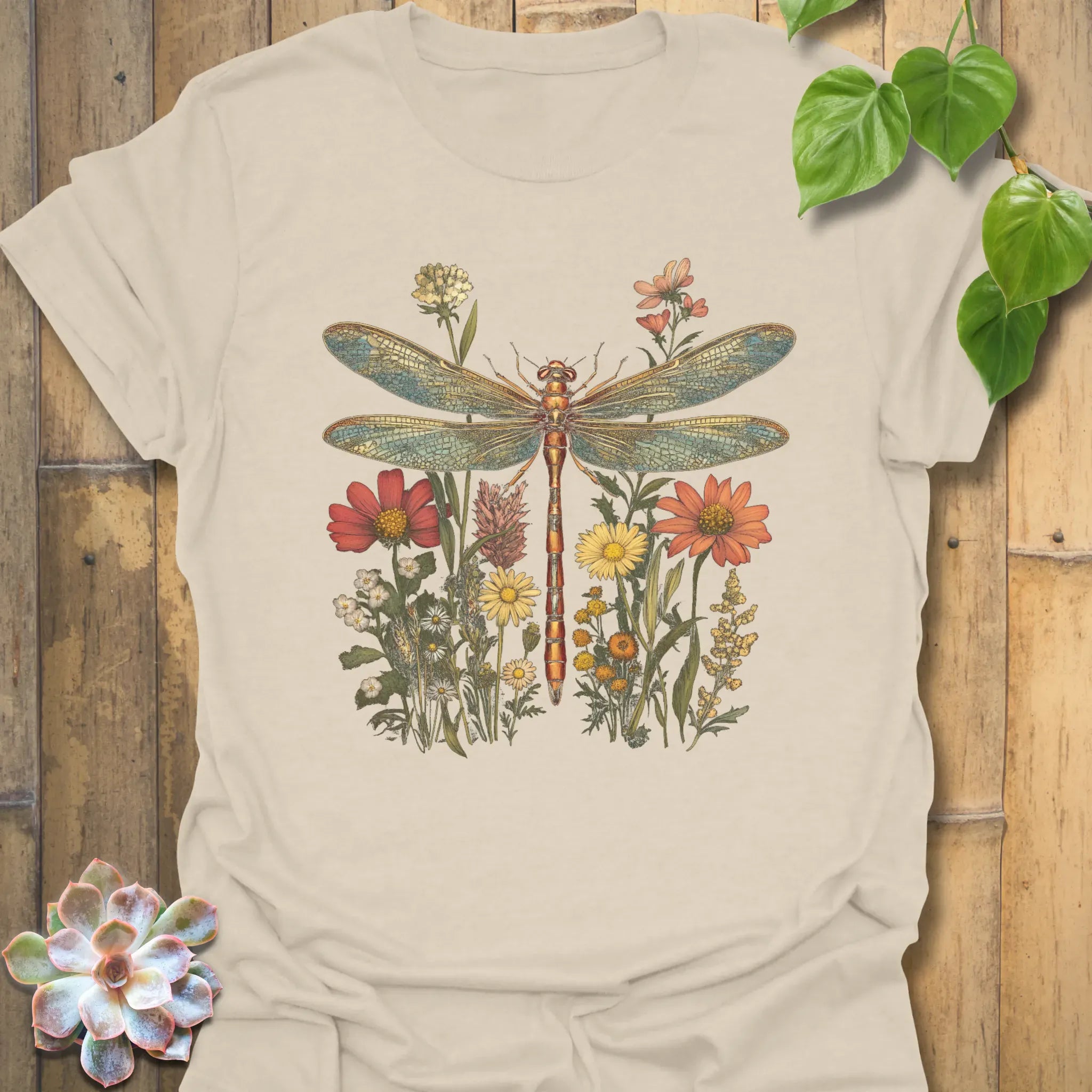 Dragonfly & Wildflower T-Shirt Natural / S T-Shirt