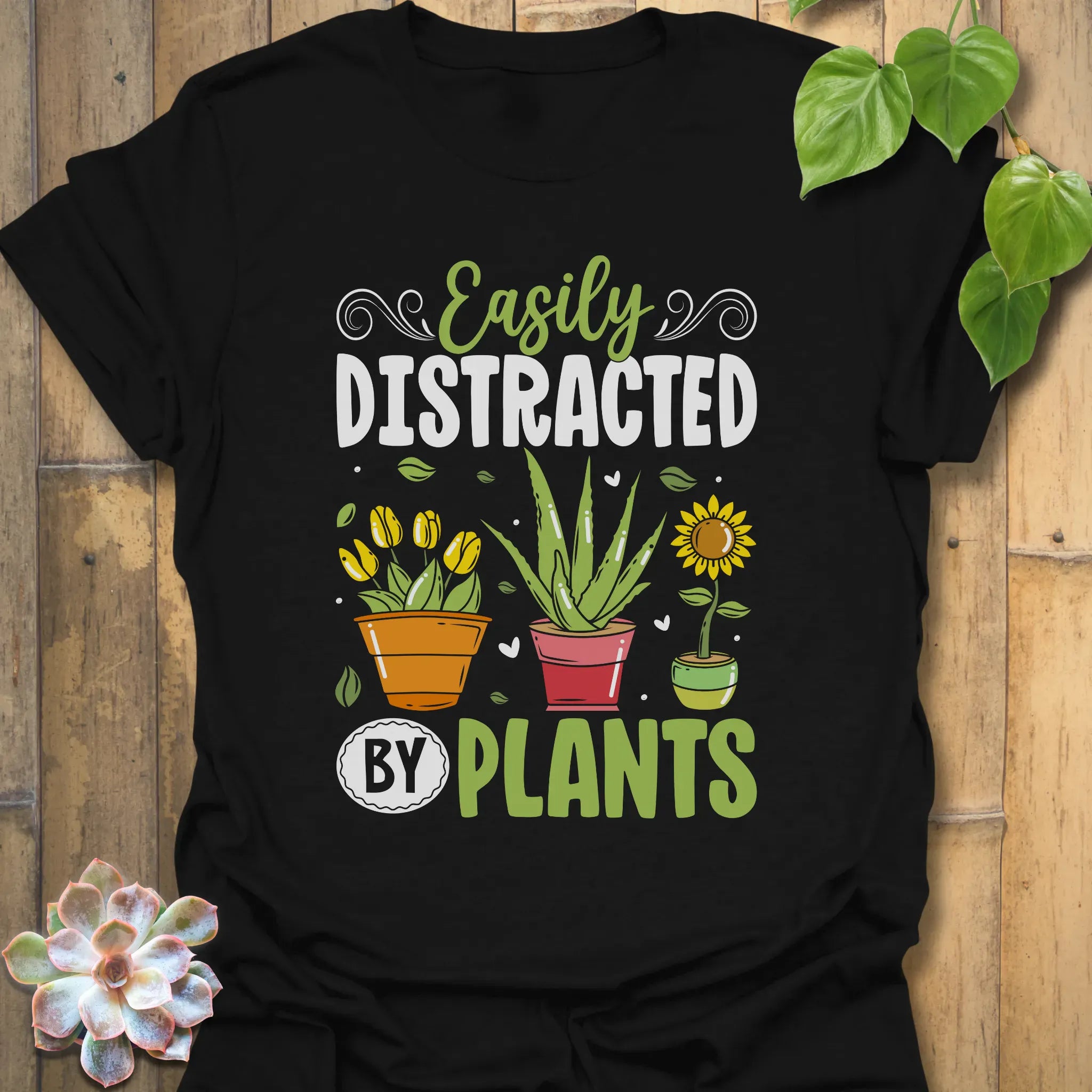 Easily Distracted By Plants T-Shirt Black / S T-Shirt