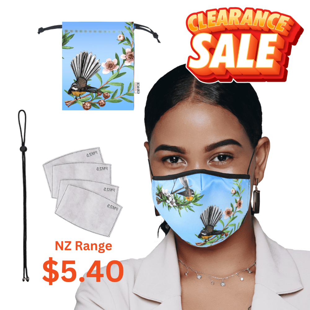 Fabric Face Masks Reusable | NZ Edition Premium Cloth Face Mask Set | 3 Layer Breathable Face Mask - NZ Fantail Face masks