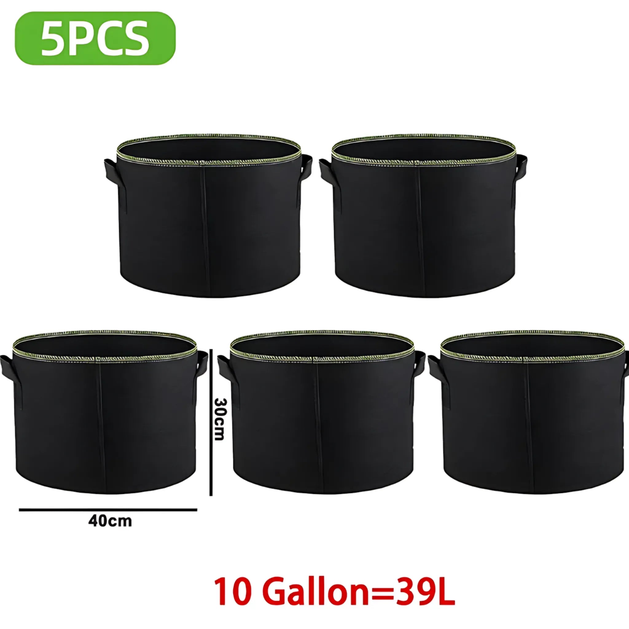 Fabric Grow Bags – 5Pcs Durable Felt Planters with Handles (3–10 Gal) 10 Gallon 40 X 30 CM Plant Pot