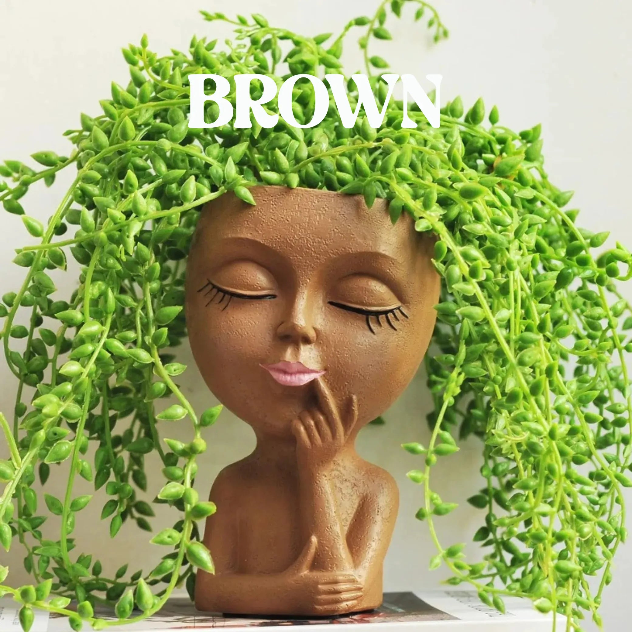 Face Planter Pot Brown Pot Plant Holder