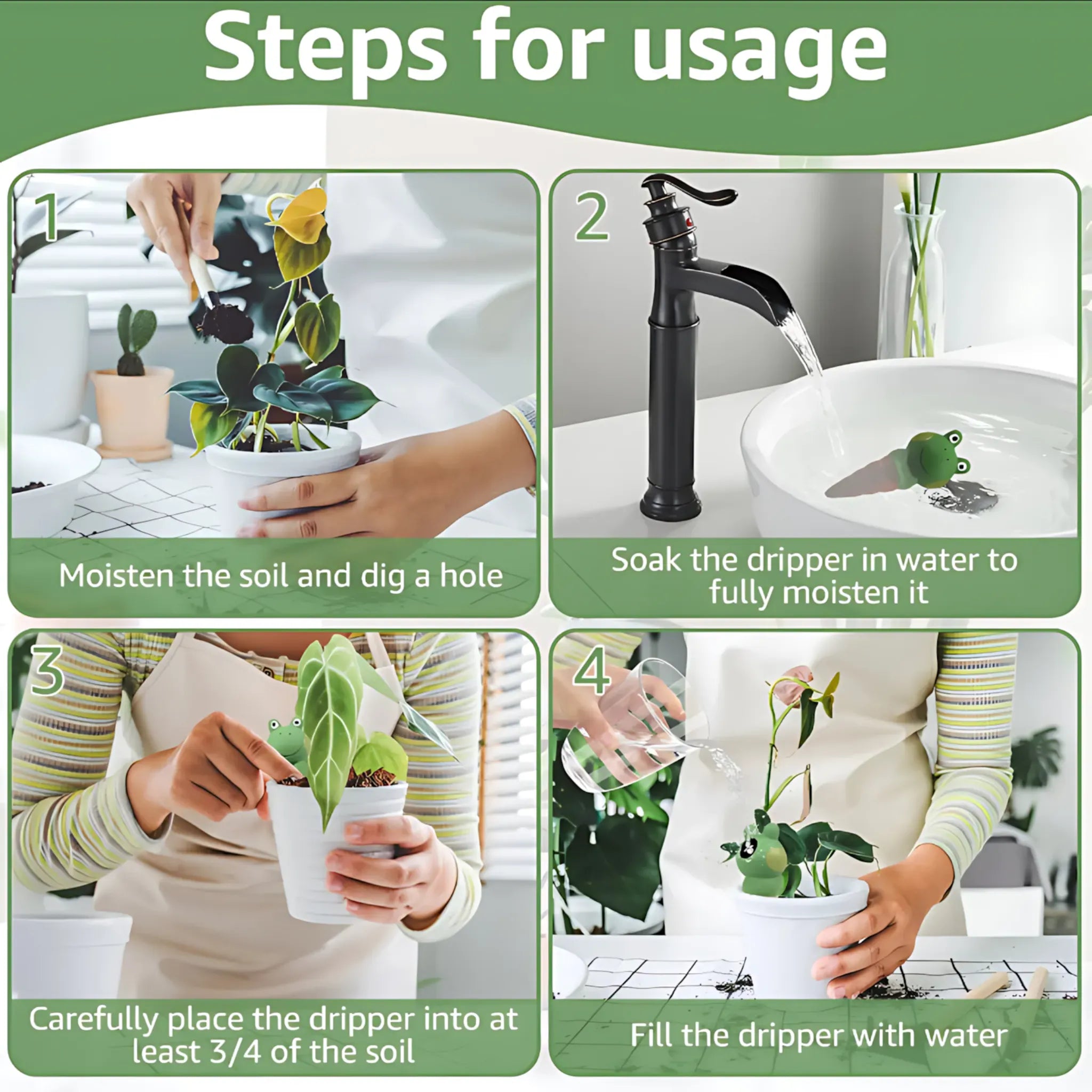 Frog-Shaped Plant Watering Spikes - Automatic Ceramic Irrigation Self Watering Globes