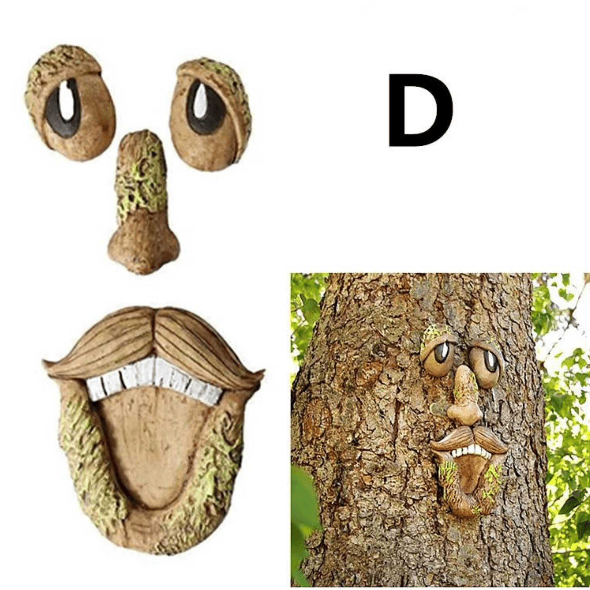 Funny Old Man Tree Face Hugger, Funny Tree Sculpture, Whimsical Garden Art D Outdoor Art