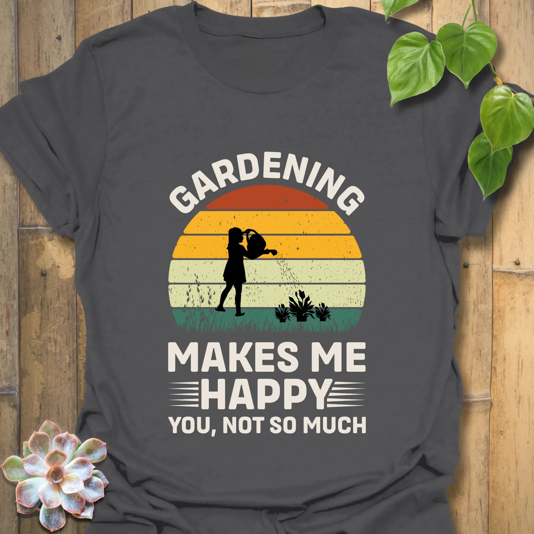 Gardening Makes Me Happy T-shirt Charcoal / S T-Shirt