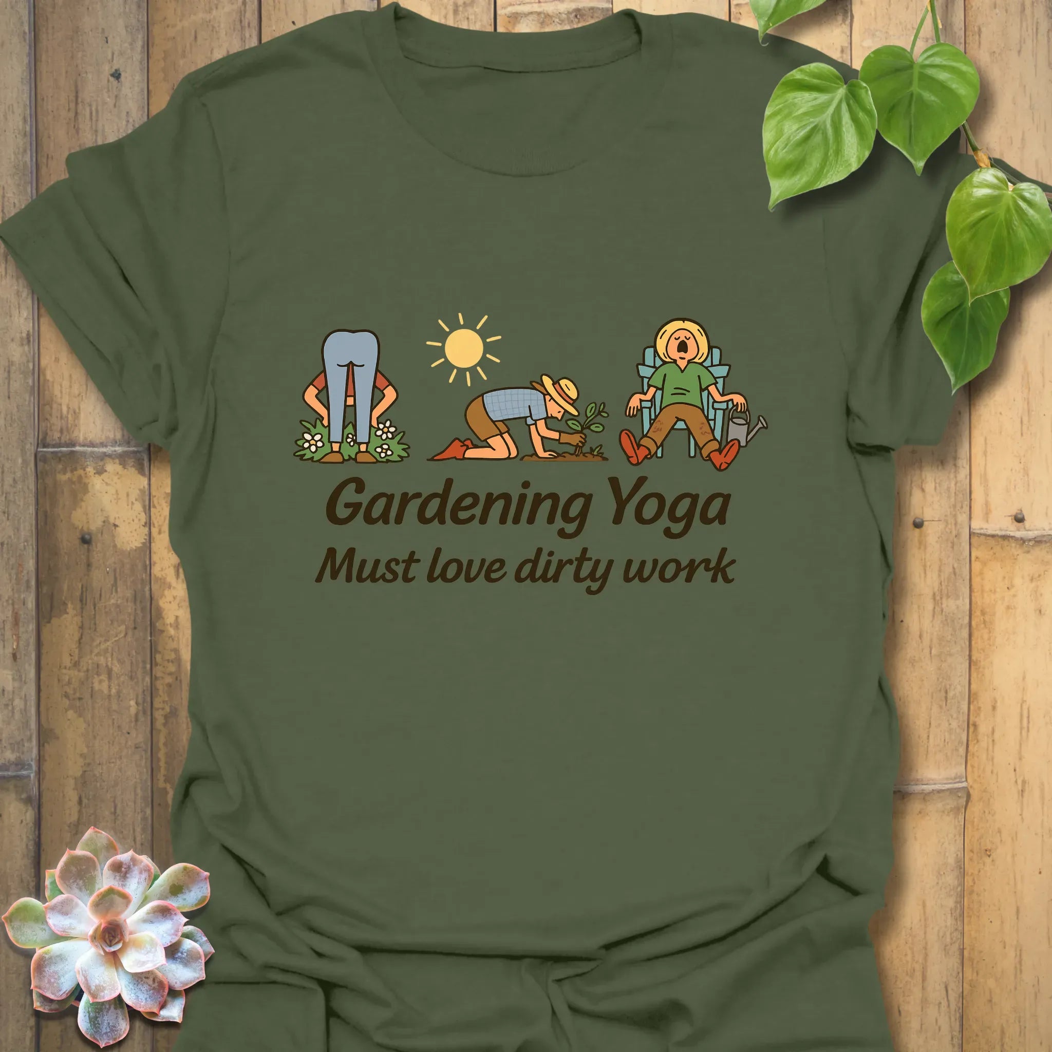 Gardening Yoga T-shirt Military Green / S T-Shirt