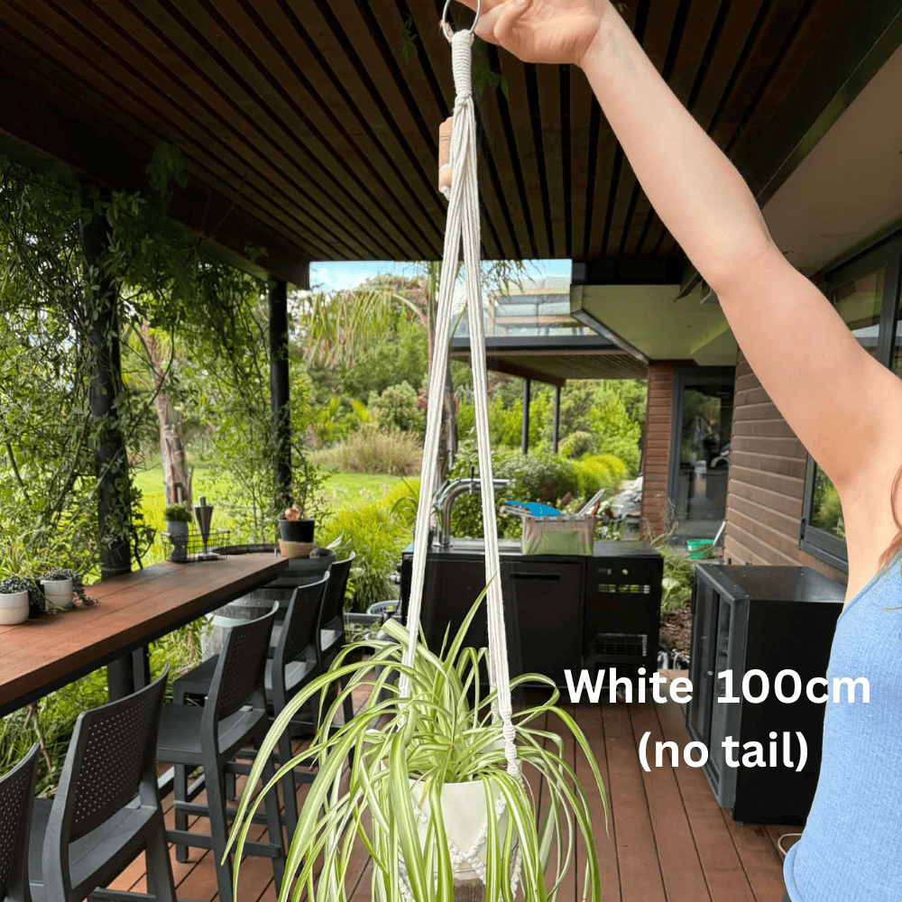 Handmade Macramé Plant Hanger – Limited Stock White no tail Plant hangers