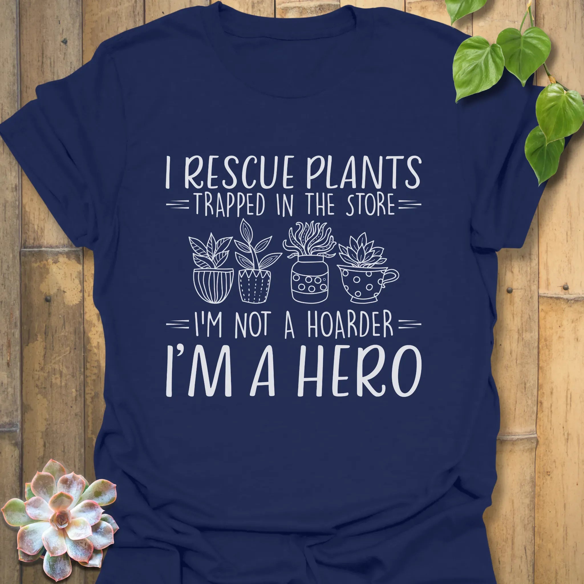 I Rescue Plants T-shirt Navy / S T-Shirt