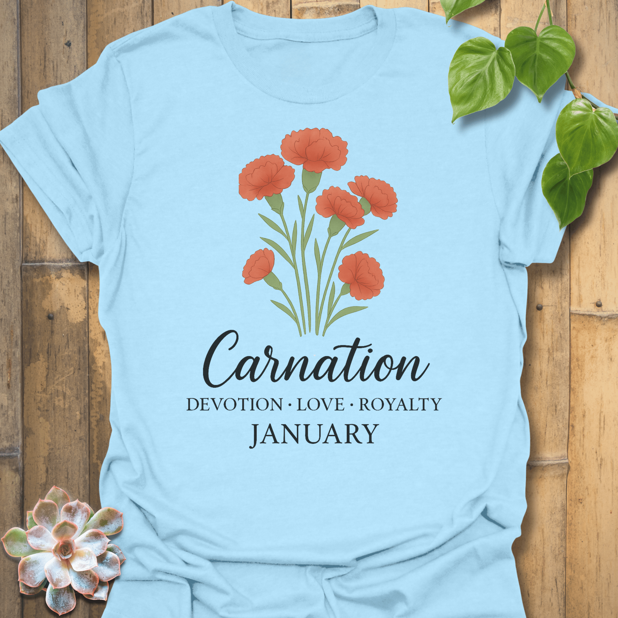January Carnation T-Shirt Light Blue / S T-Shirt