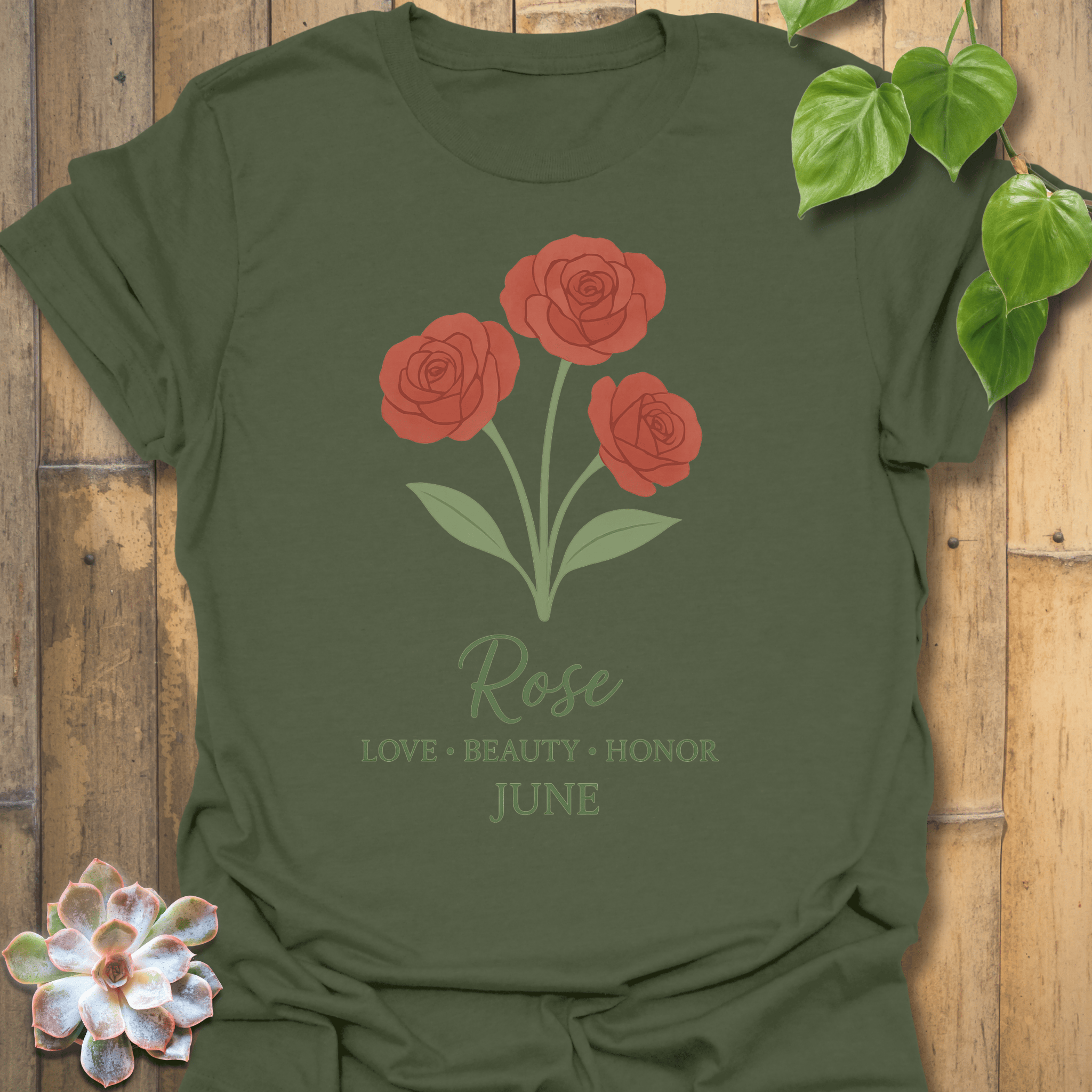 June Rose T-shirt Military Green / S T-Shirt