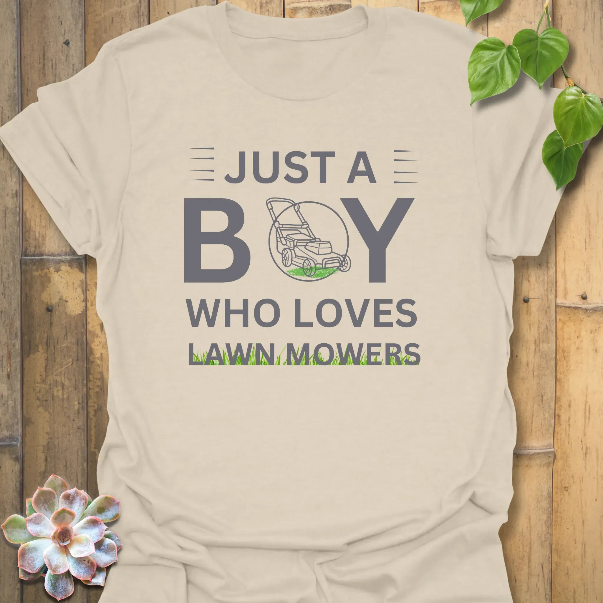 Just a Boy Who Loves Lawnmowers – T-shirt Natural / S T-Shirt