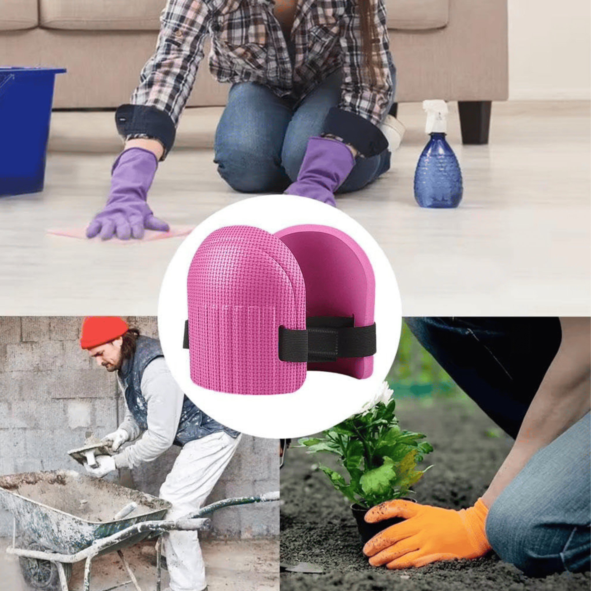 Knee Pads | Soft and Durable EVA Foam | Adjustable Straps | Waterproof | Grace and August knee pads