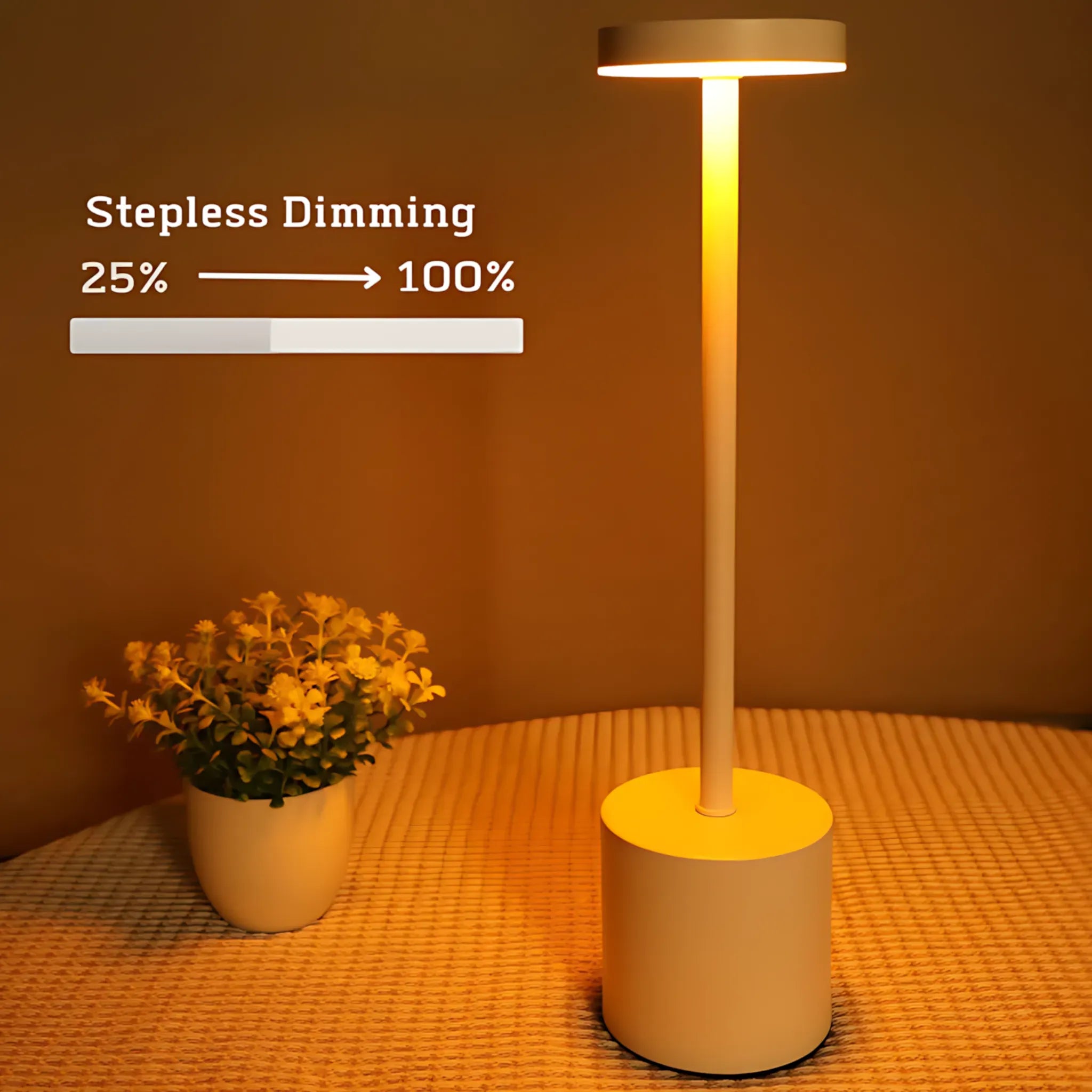 LED Touch Table Lamp – Rechargeable Metal Bedside Light Table Lamp