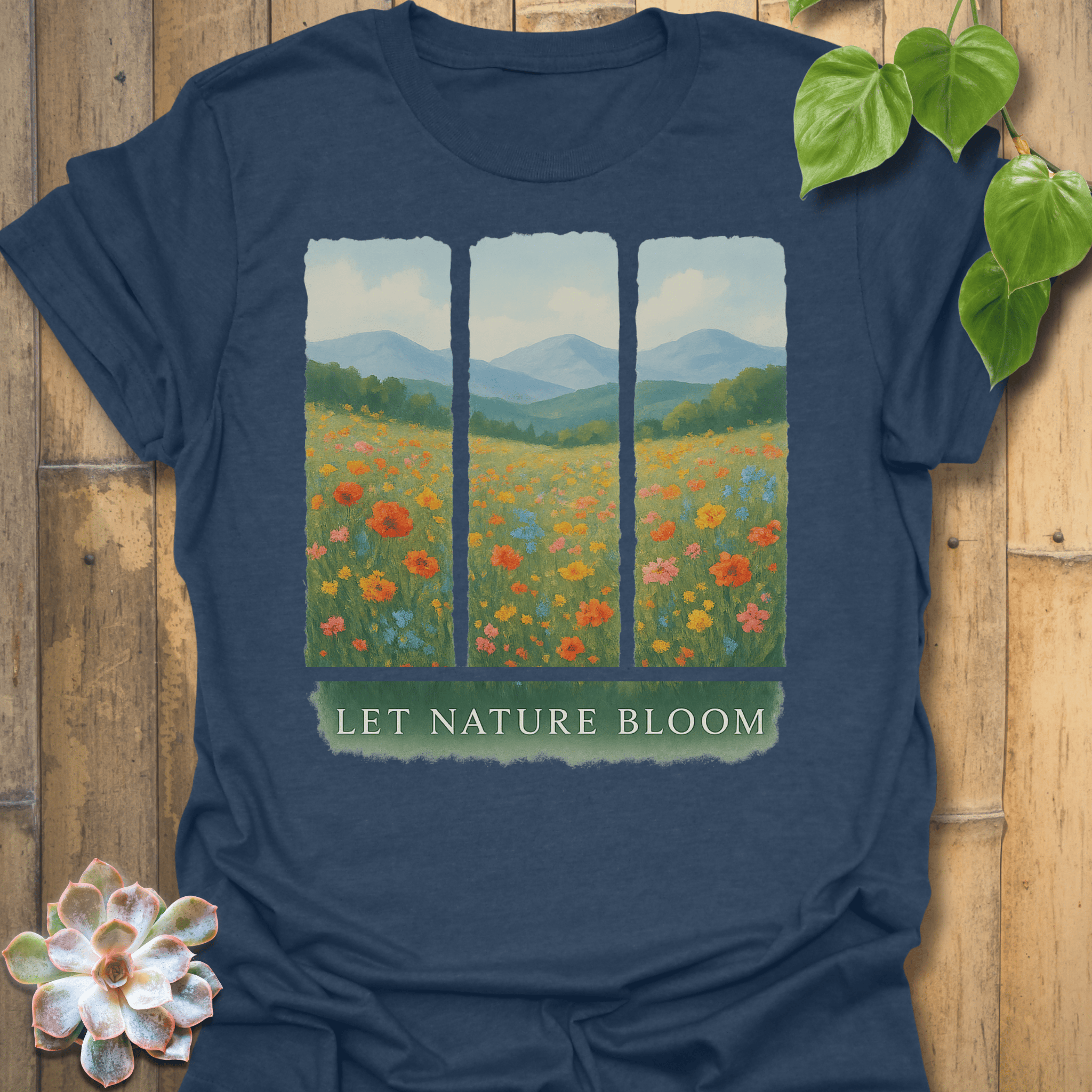 Let Nature Bloom T-shirt Heather Navy / S T-Shirt