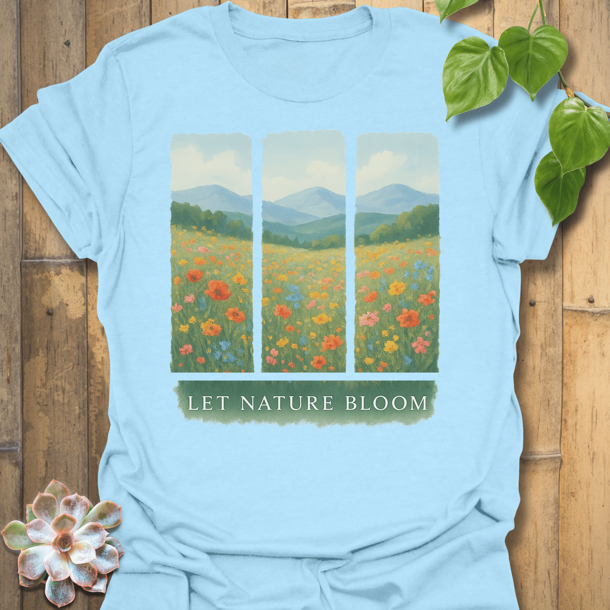 Let Nature Bloom T-shirt Light Blue / S T-Shirt