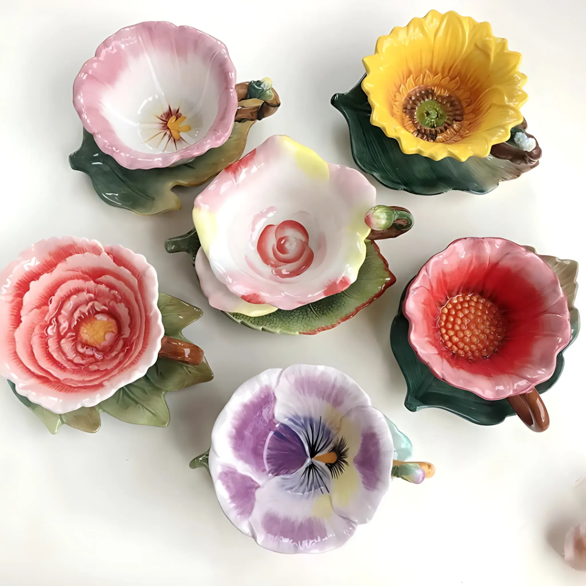 Luxury Ceramic Tea Cup & Saucer Set - Elegant Floral Design Ceramic Cups