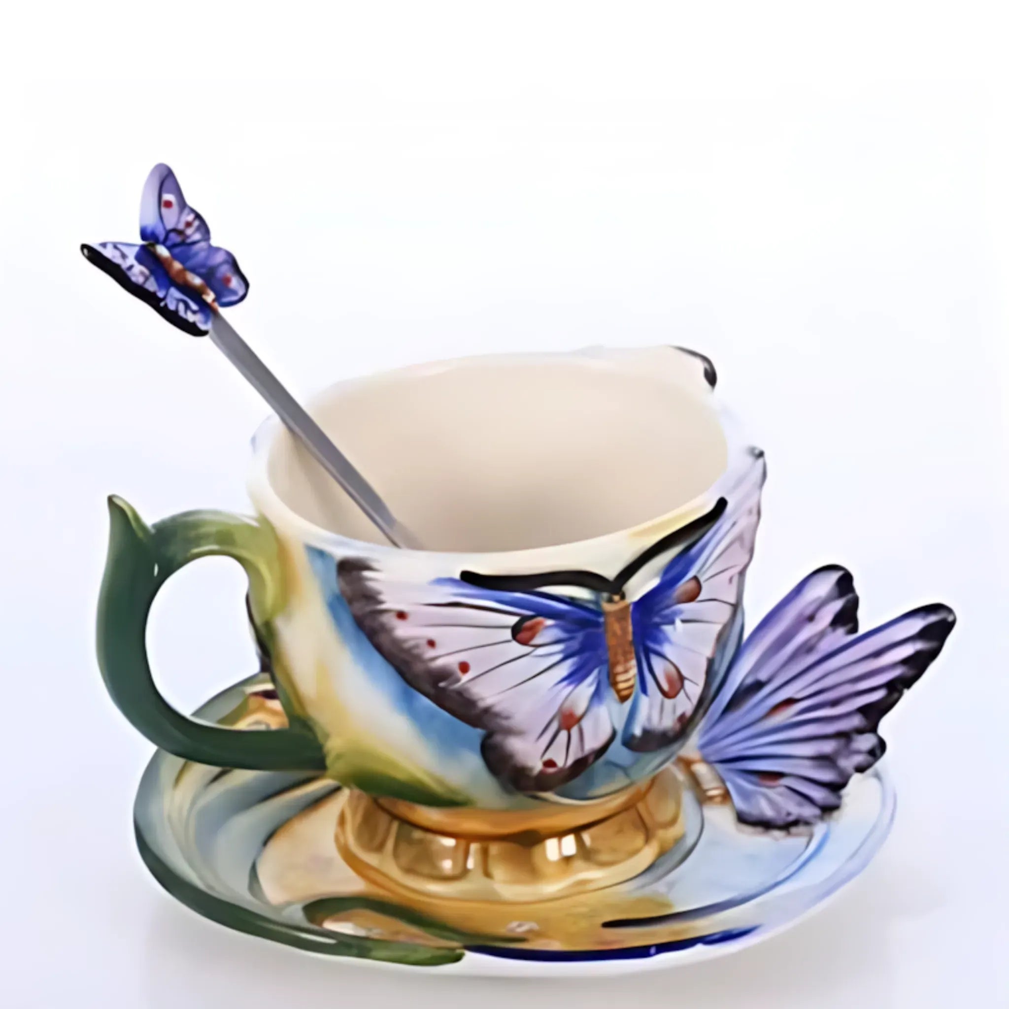 Luxury Ceramic Tea Cup & Saucer Set - Elegant Floral Design H-150ml / 101-200ml Ceramic Cups