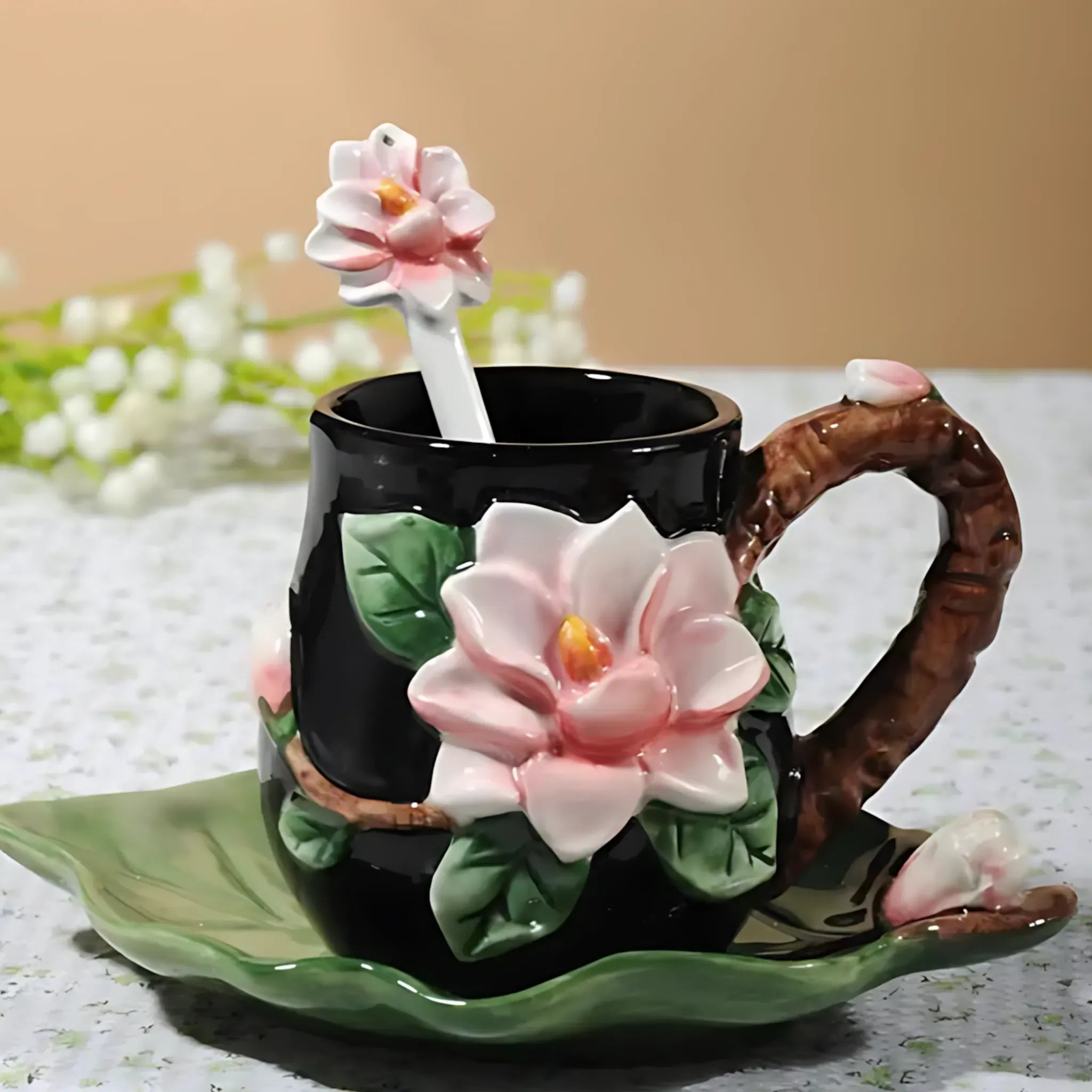 Luxury Ceramic Tea Cup & Saucer Set - Elegant Floral Design K-150ml / 101-200ml Ceramic Cups