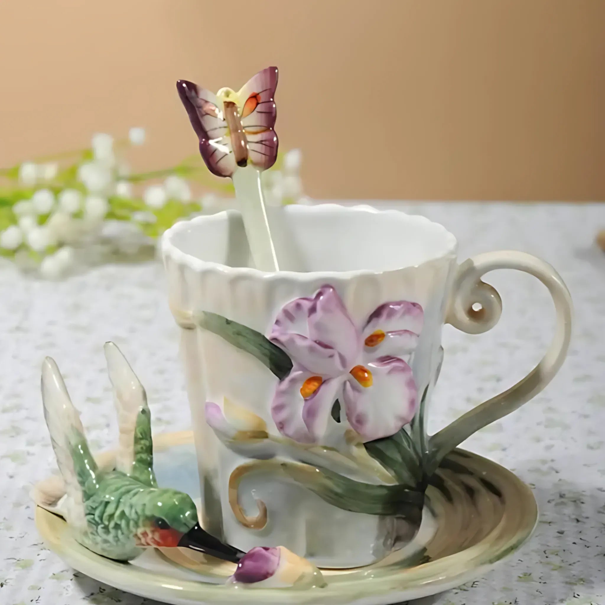 Luxury Ceramic Tea Cup & Saucer Set - Elegant Floral Design L-150ml / 101-200ml Ceramic Cups