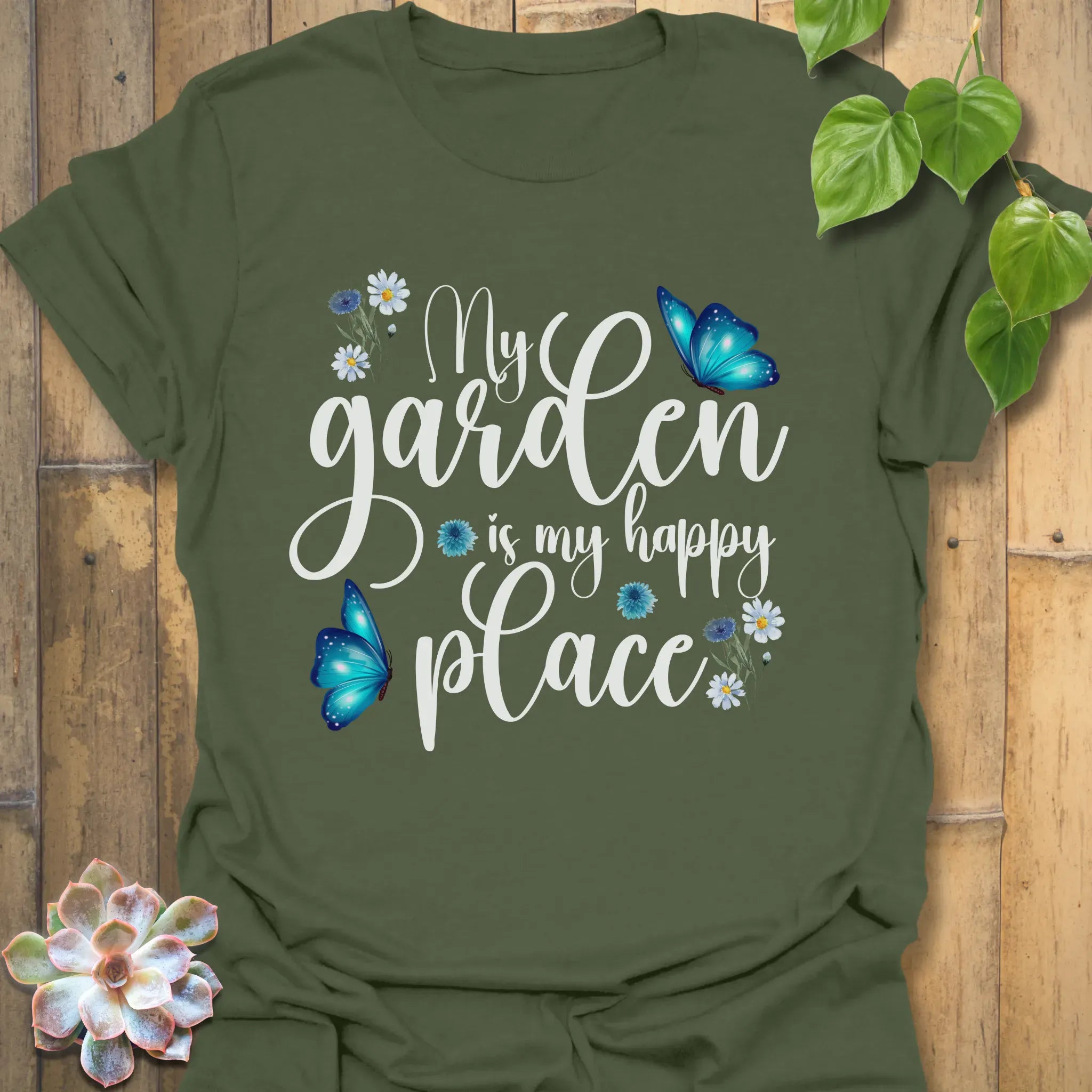 My Garden Is My Happy Place Fun T-shirt Military Green / S T-Shirt