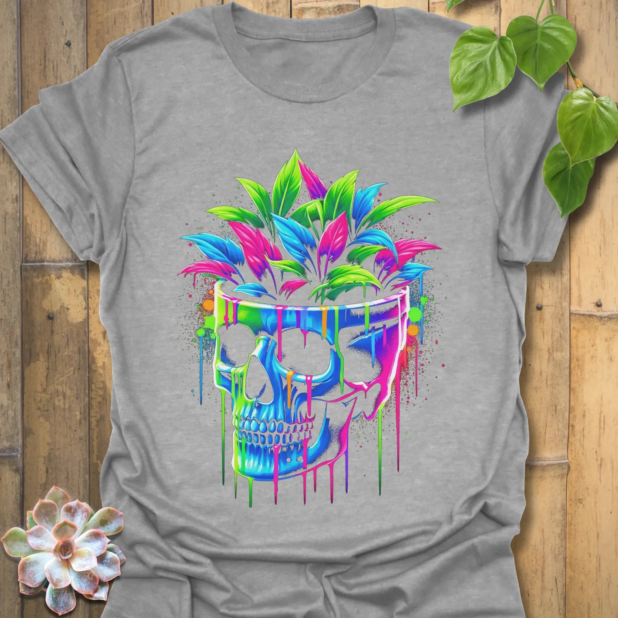 Neon Bloom Skull T-shirt Sport Grey / S T-Shirt