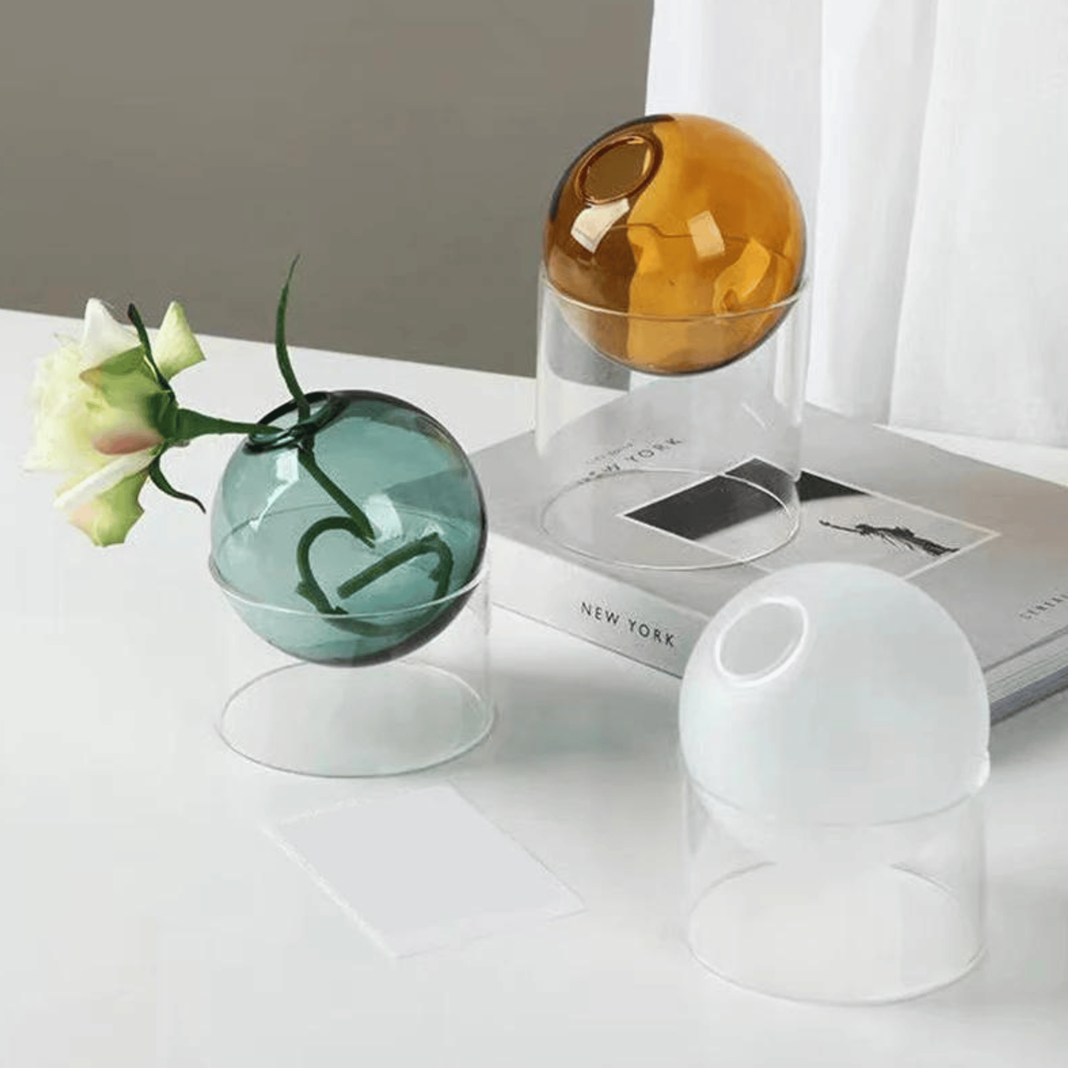 Nordic Minimalist Sphere Vase | Multicolour Borosilicate Glass vase