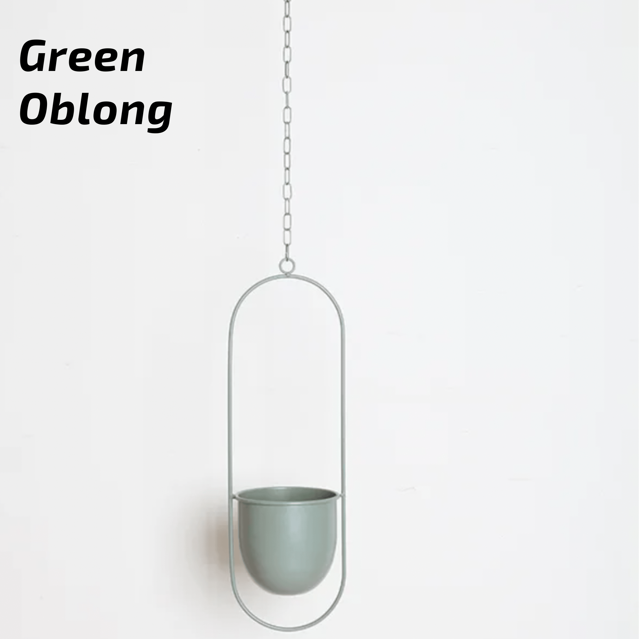 Nordic Style Metal Plant Hanger - Sturdy & Durable Hanging Pots 10 Oblong Green Plant holder