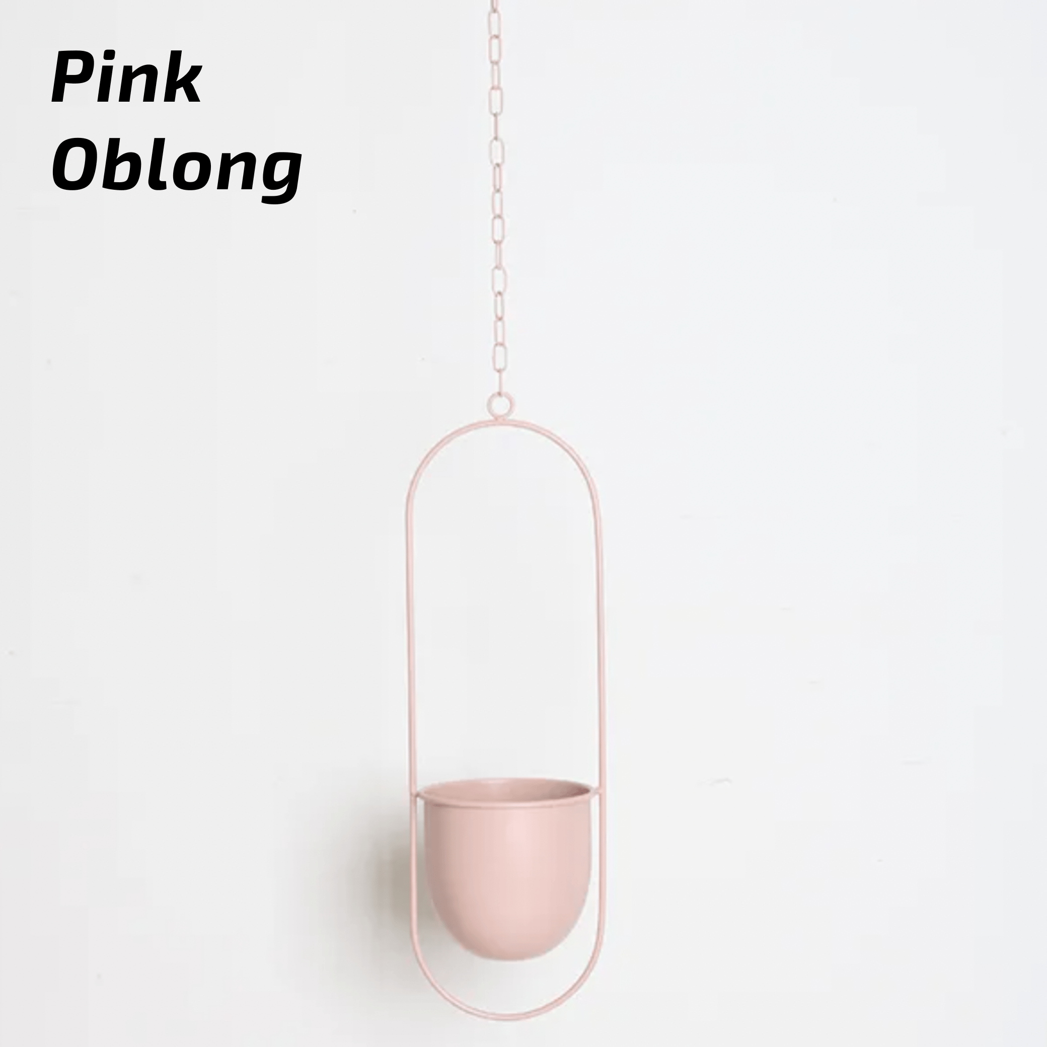 Nordic Style Metal Plant Hanger - Sturdy & Durable Hanging Pots 12 Oblong Pink Plant holder