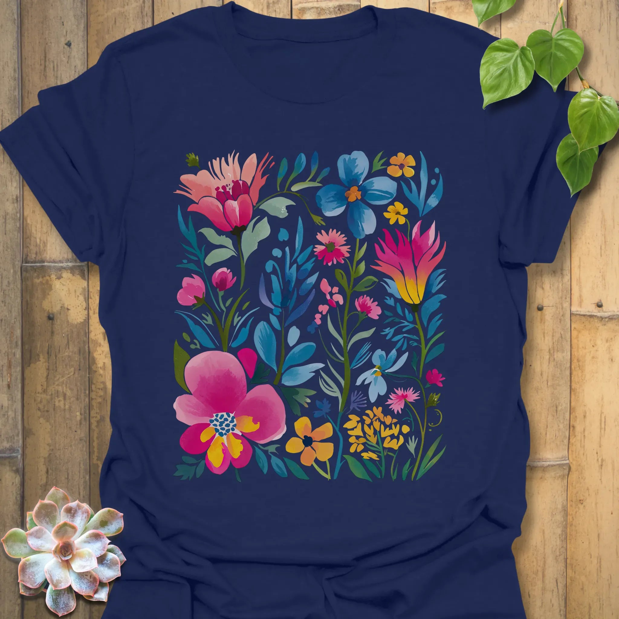 Painted Petals T-shirt Navy / S T-Shirt