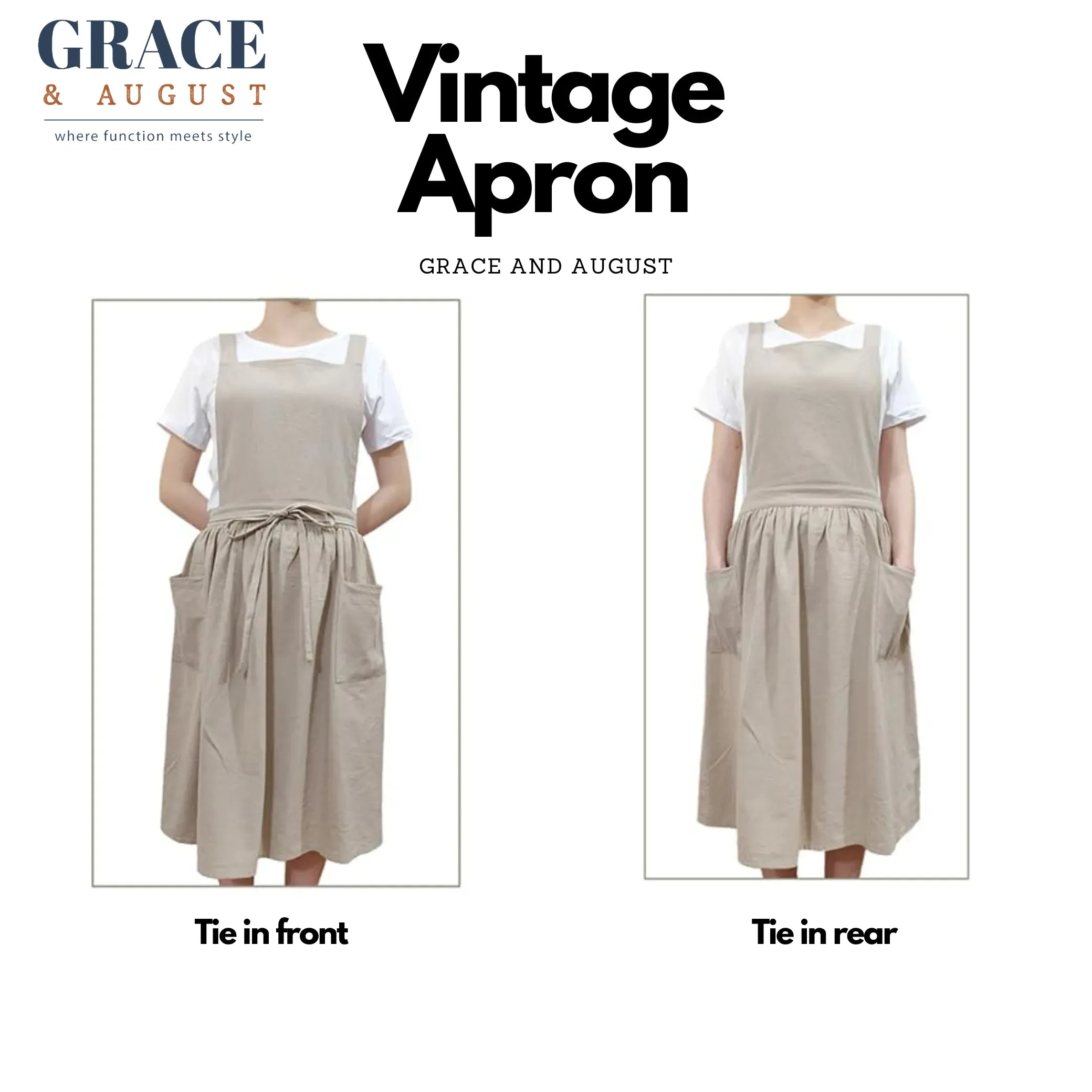 Pinafore Cotton Vintage Cross Back Apron with Pockets for Women apron