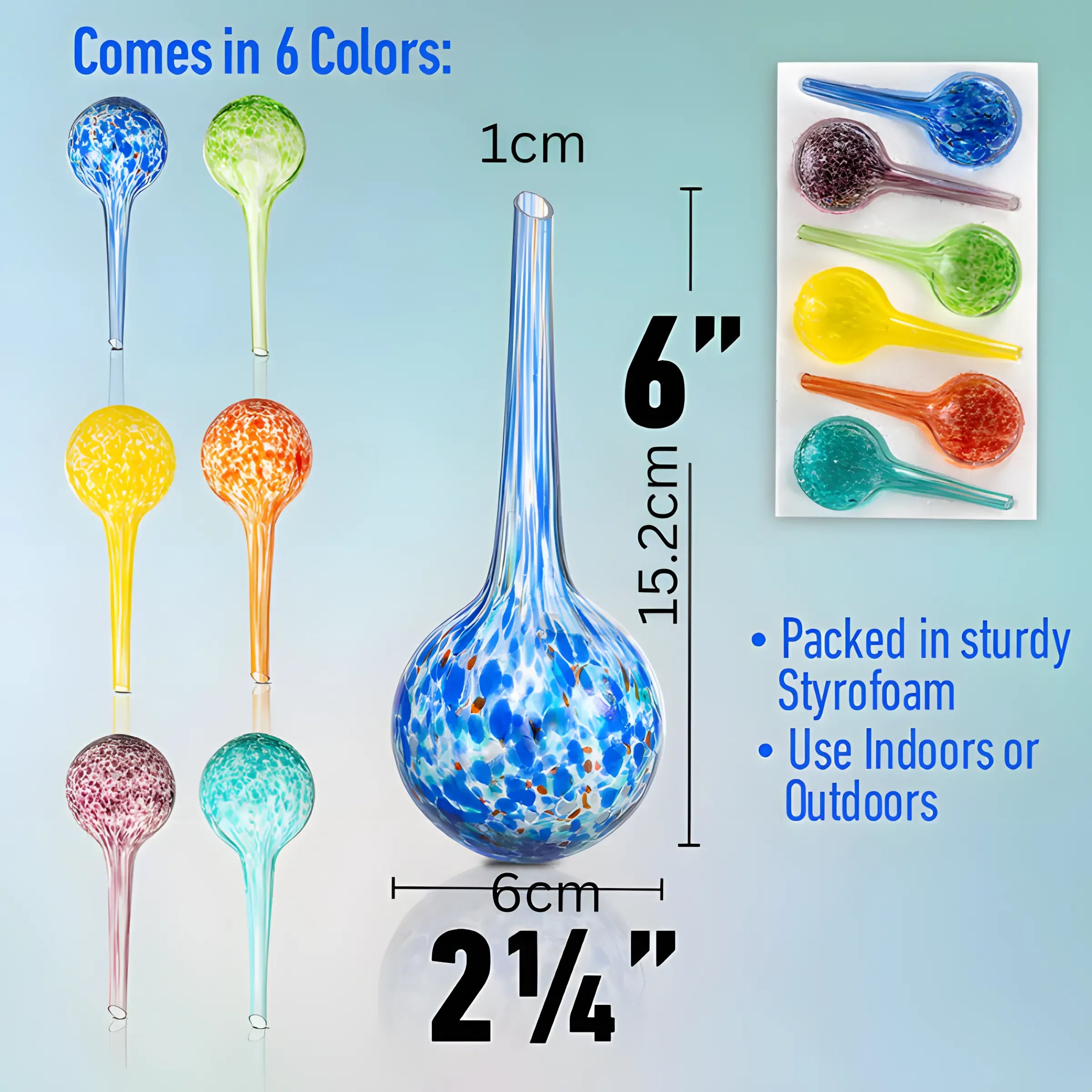 Plant Self-Watering Globes - Glass Watering Bulbs for Pot Plants - 6 pack 6Pcs Self Watering Globes