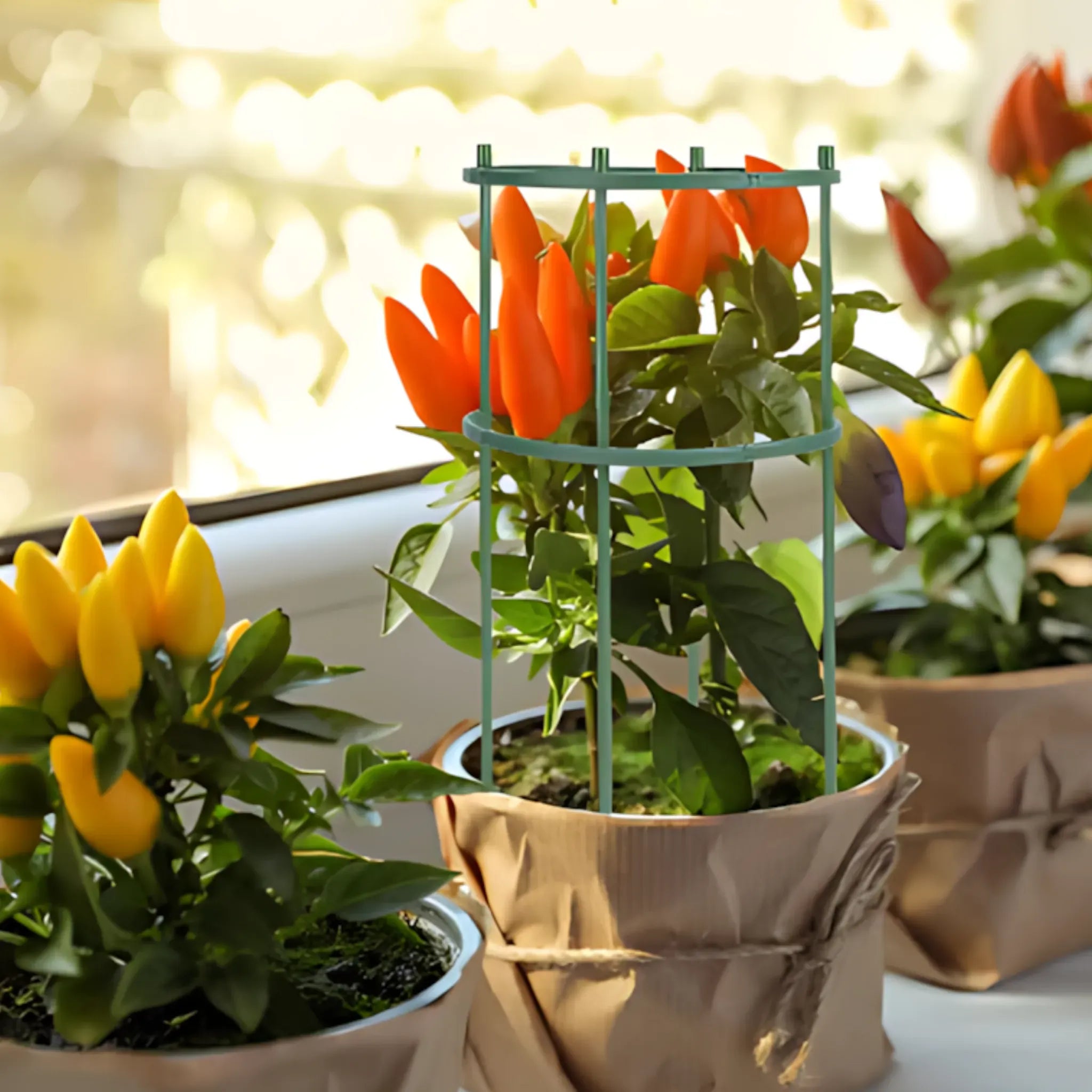 Plant Support Stakes - Durable Plastic Holders for Garden & Greenhouse Plant Support