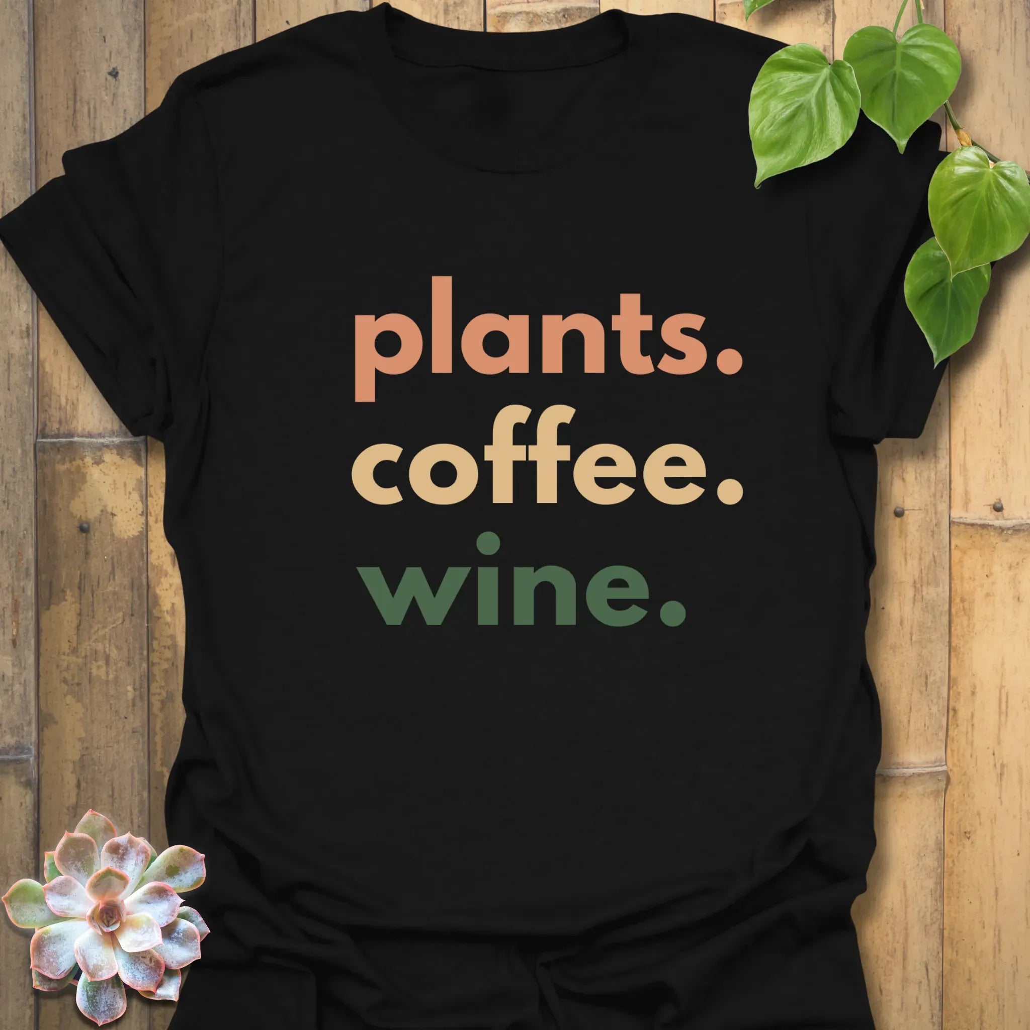 Plants, Coffee, Wine T-Shirt Black / S T-Shirt