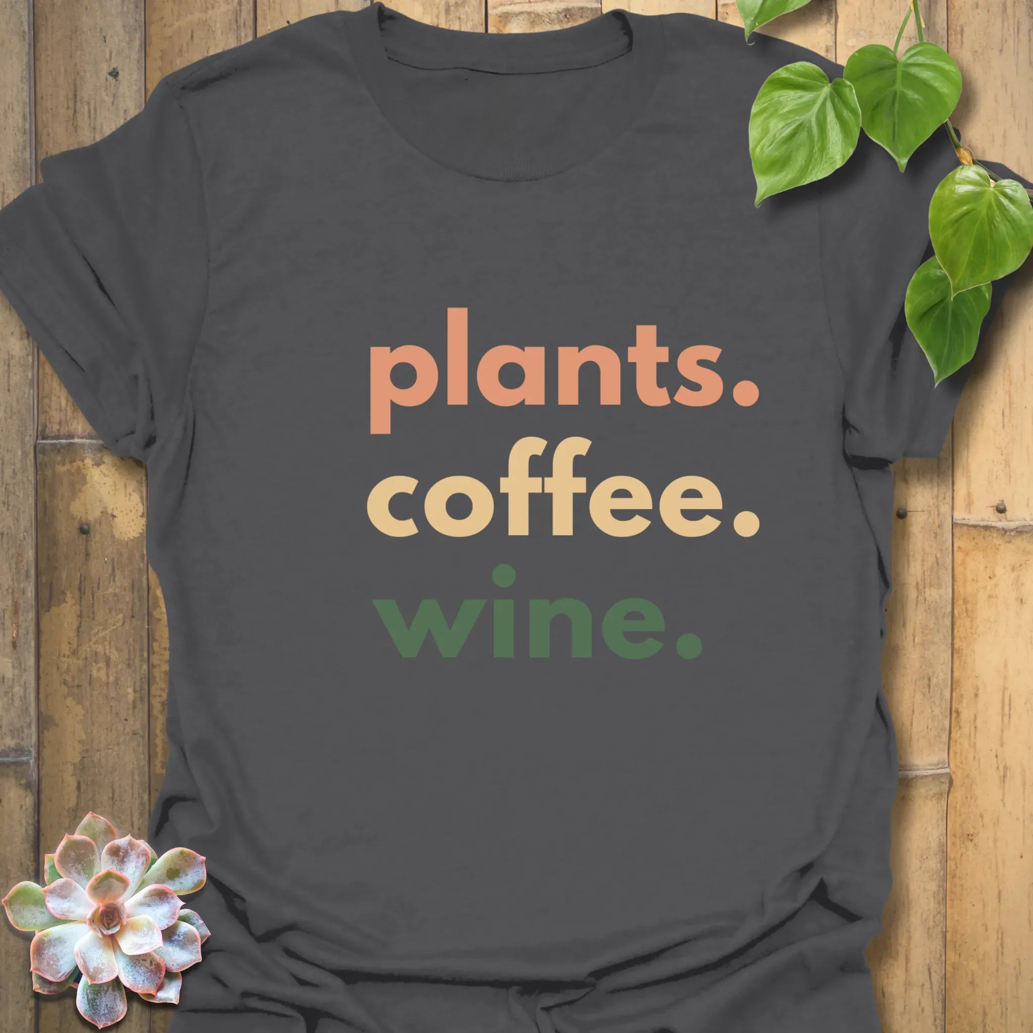 Plants, Coffee, Wine T-Shirt Charcoal / S T-Shirt