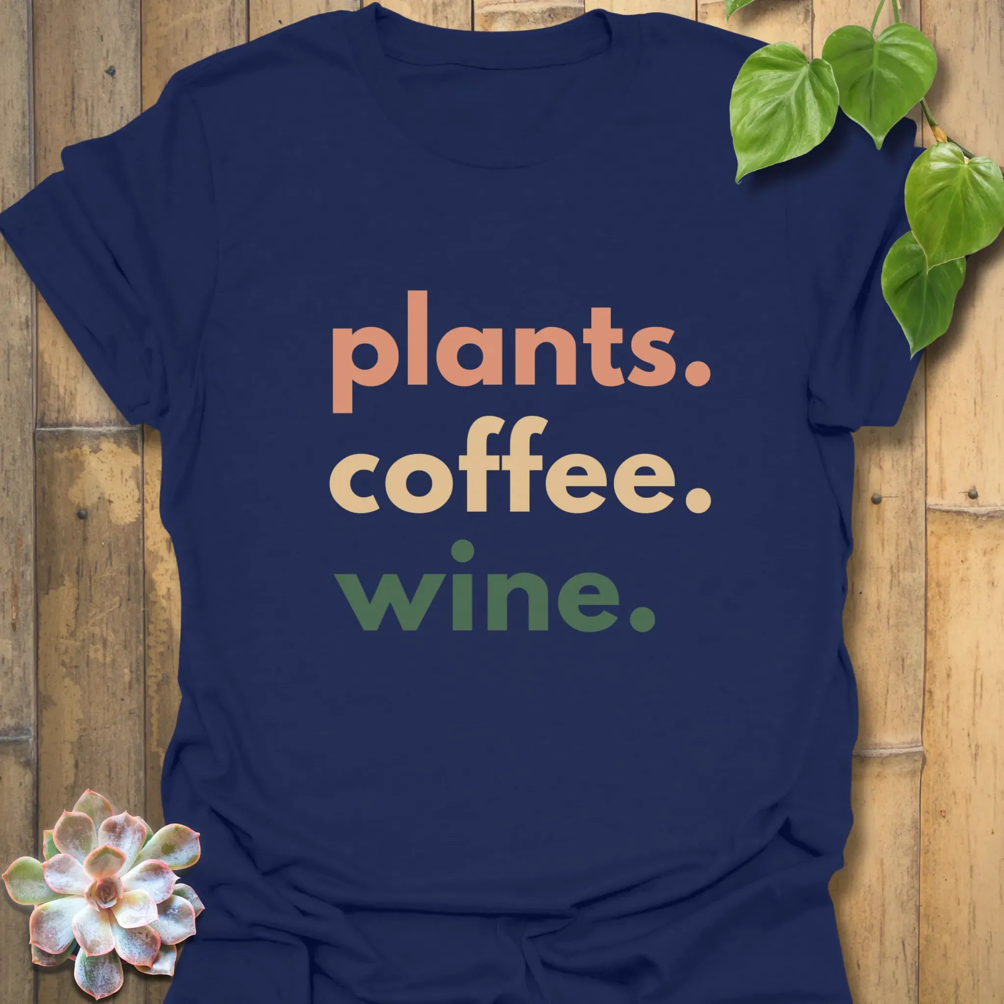 Plants, Coffee, Wine T-Shirt Navy / S T-Shirt