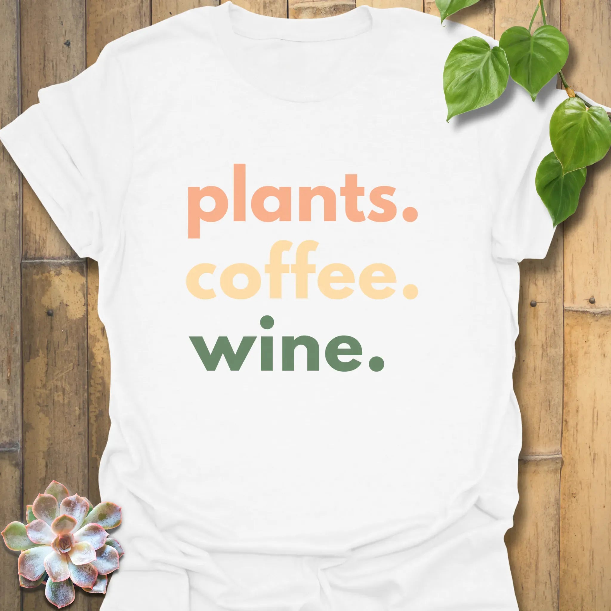 Plants, Coffee, Wine T-Shirt White / S T-Shirt