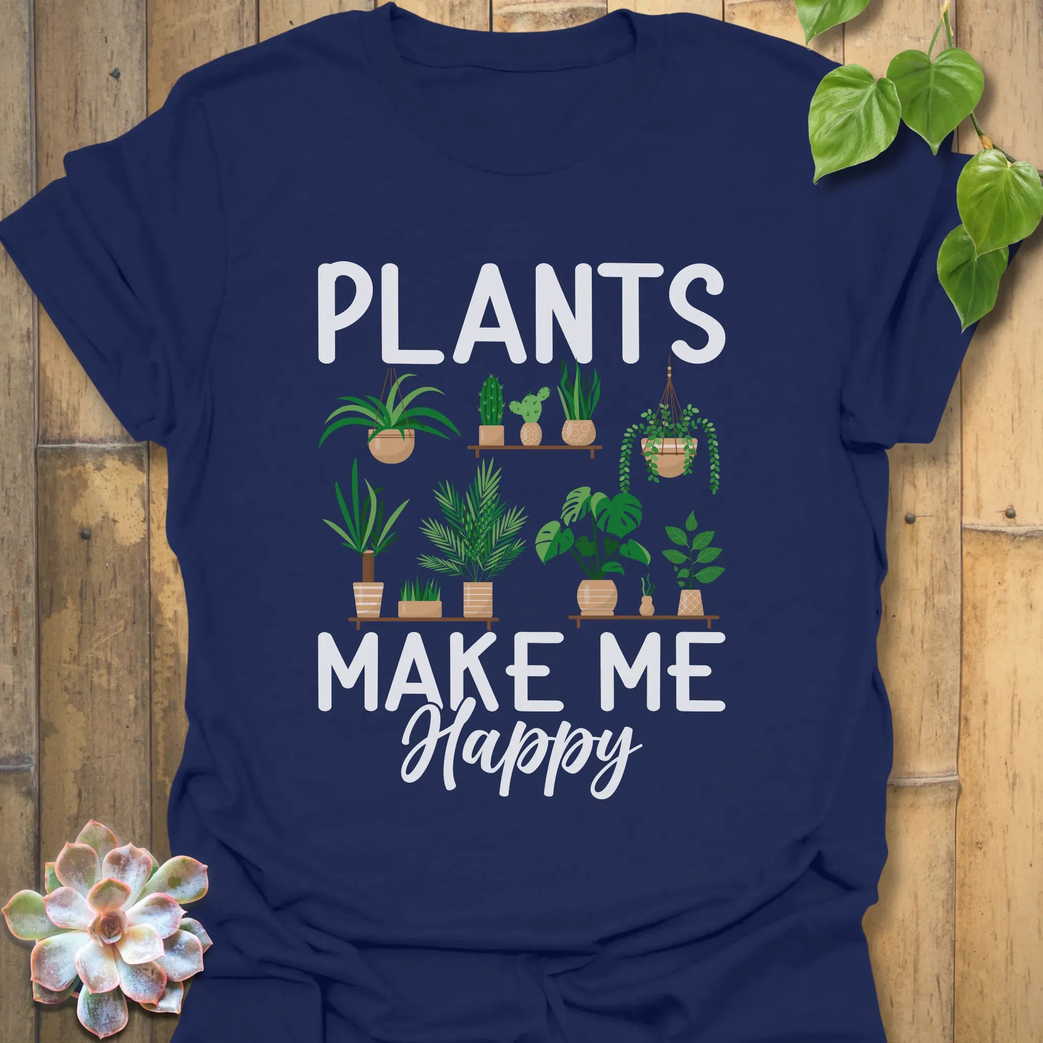 Plants Make Me Happy T-Shirt Navy / S T-Shirt