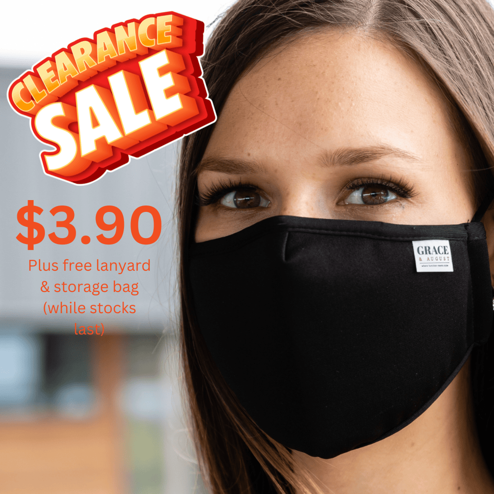 Reusable Fabric Face Mask - with nose wire, Filter Pocket & 2 X PM2.5 Filters- Black Face masks
