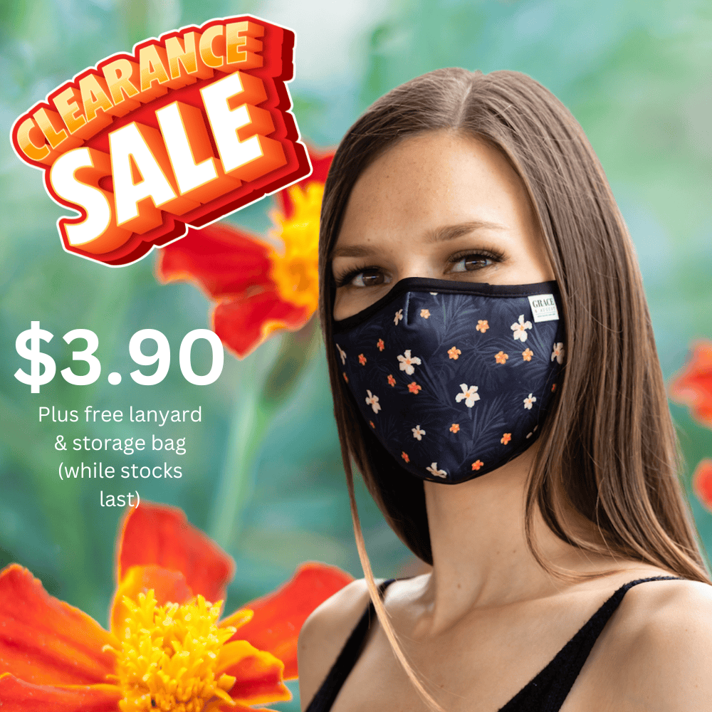 Reusable Fabric Face Mask - with nose wire, Filter Pocket and two 2.5 Filters- Little Flower Face masks