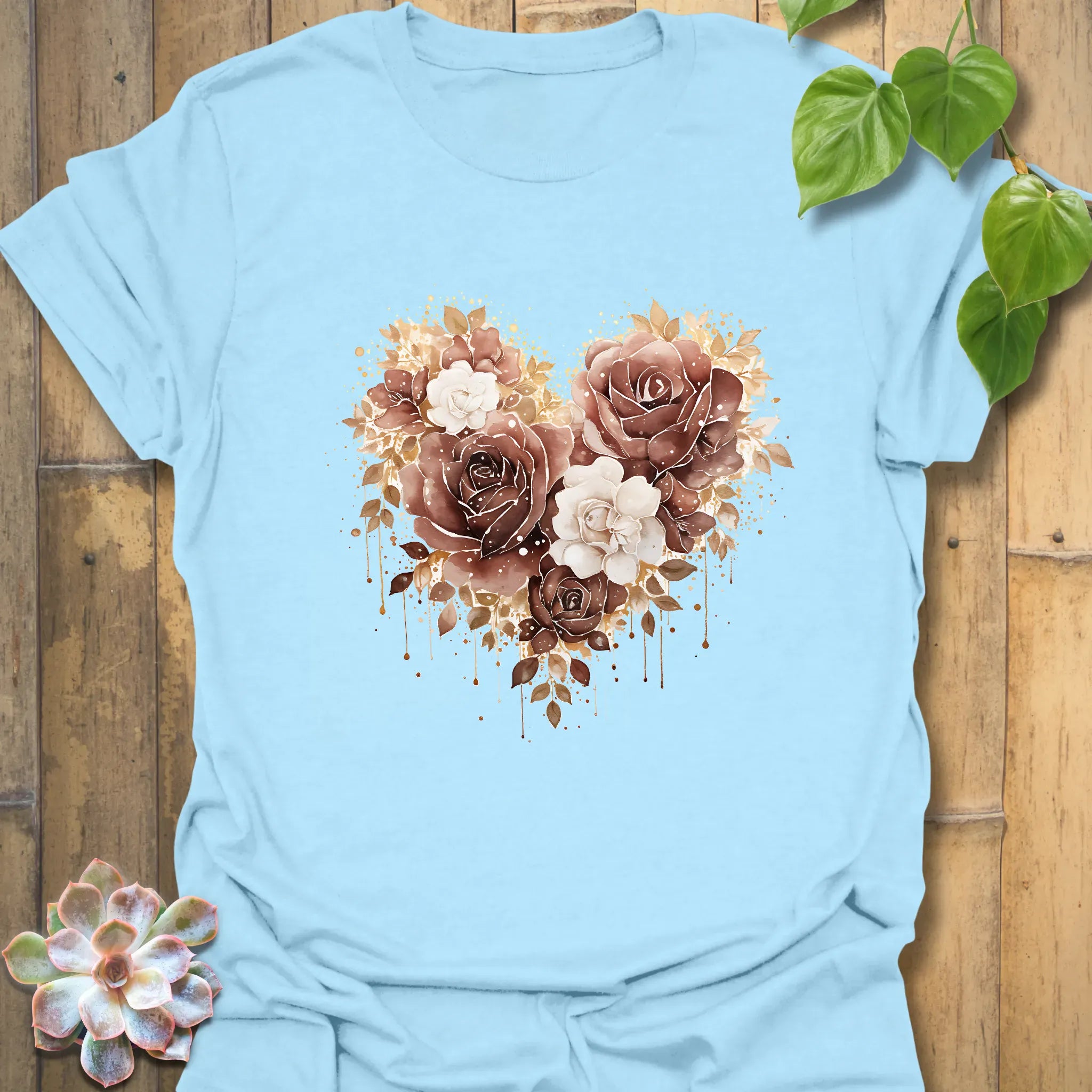 Rose Loveheart T-shirt Light Blue / S T-Shirt