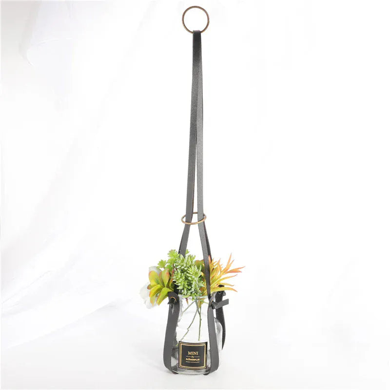 Scandinavian PU Leather Plant Hanger Black - Clearance