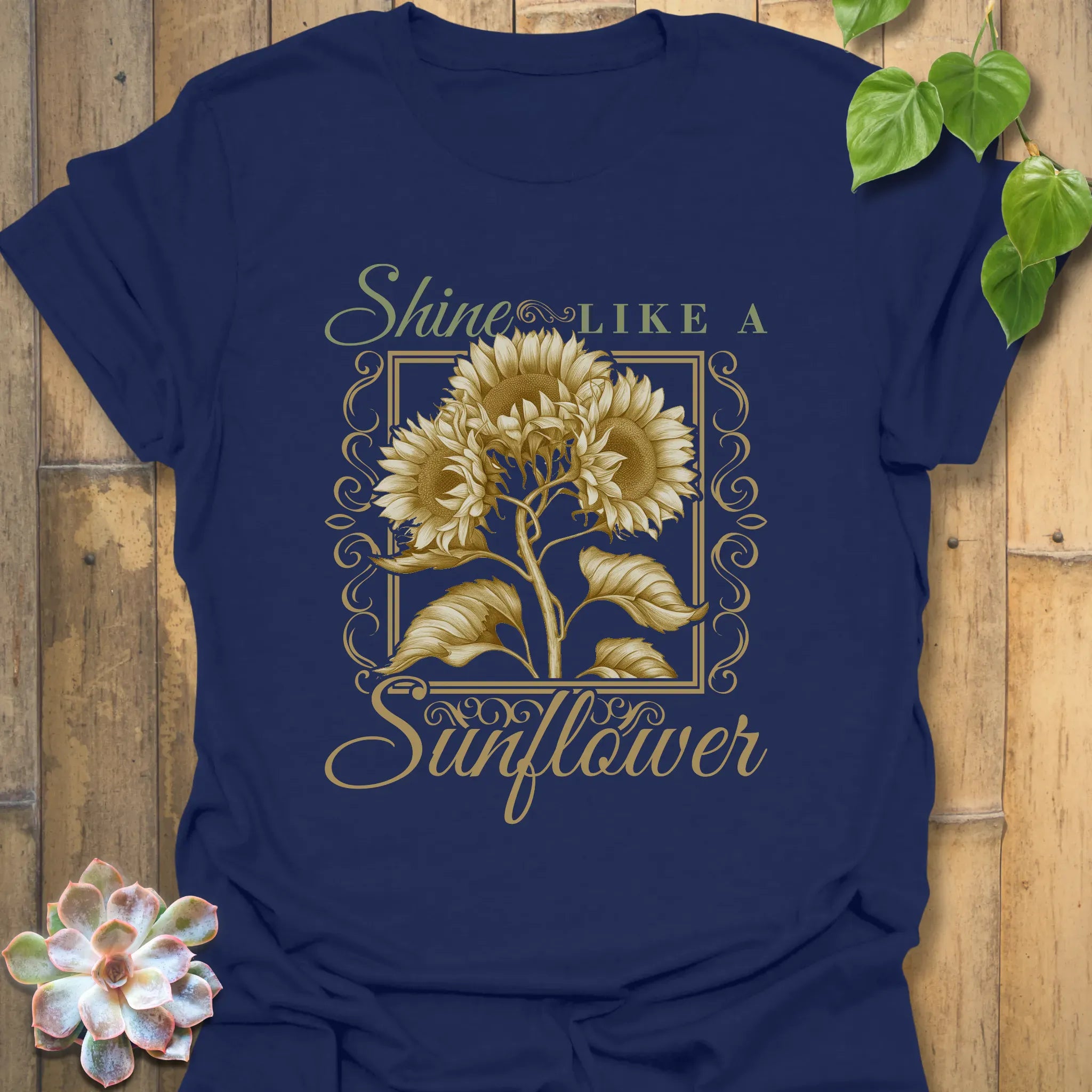 Shine Like A Sunflower T-shirt Navy / S T-Shirt