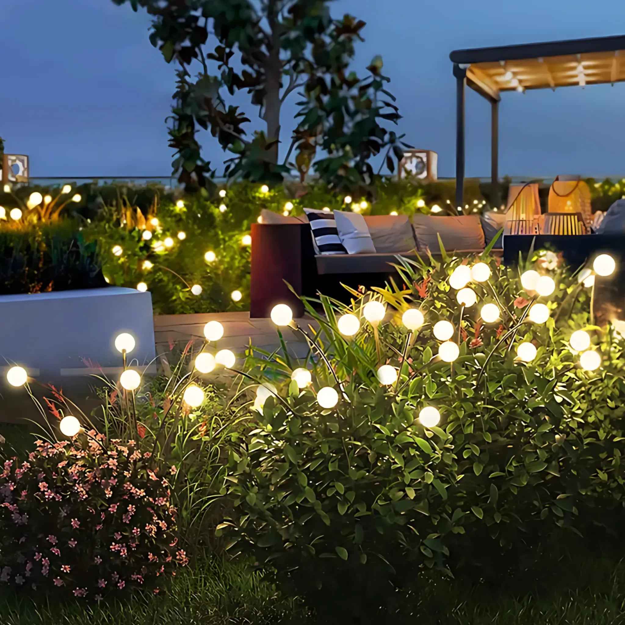 Solar Firefly Garden Lights - Waterproof 8 LED Outdoor Decor Solar Lights