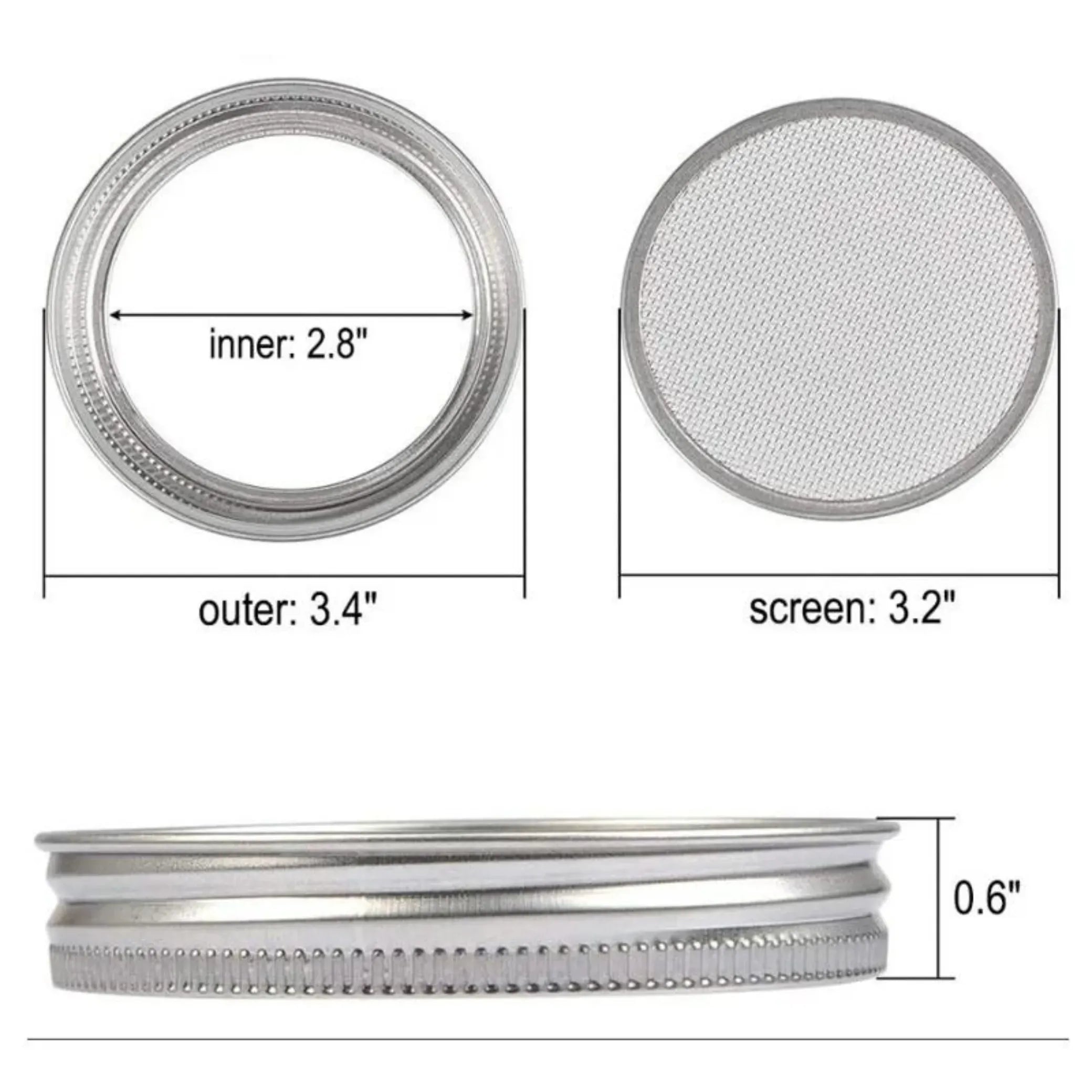 Sprouting Jar Accessories - Wide Mouth Mason Jar Strainer Lids & Adjustable Stands Sprout Set