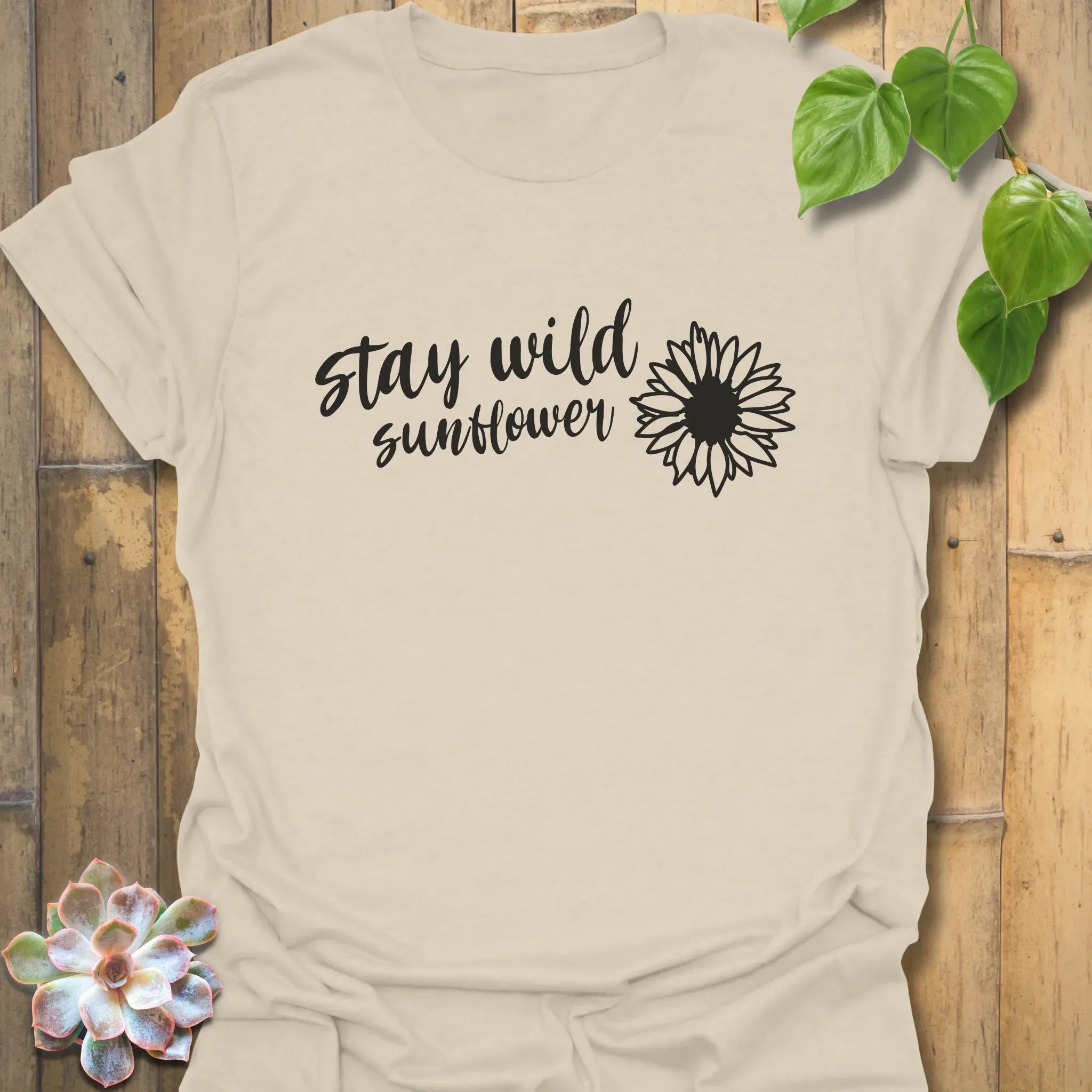 Stay Wild Sunflower T-Shirt Natural / S T-Shirt