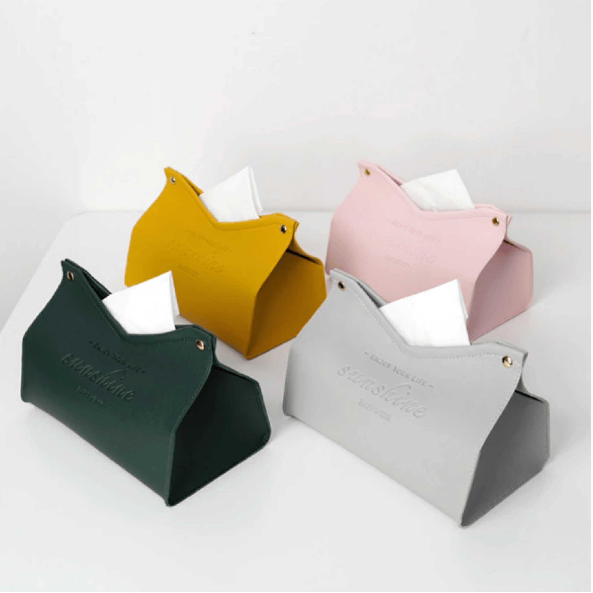 Stylish PU Tissue Box Holder | Curved and Straight Styles | Seven Colors Facial Tissue Holder
