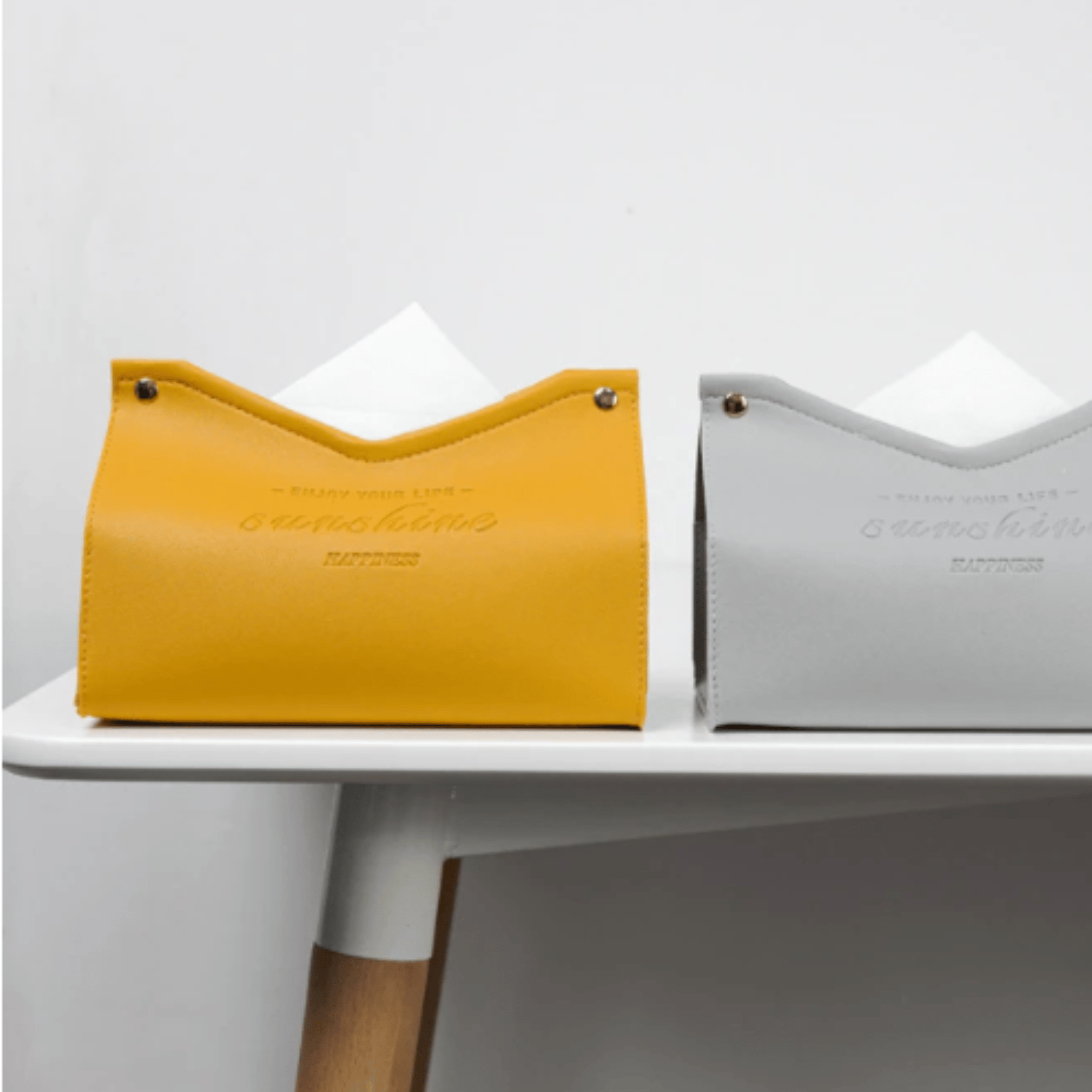 Stylish PU Tissue Box Holder | Curved and Straight Styles | Seven Colors Facial Tissue Holder