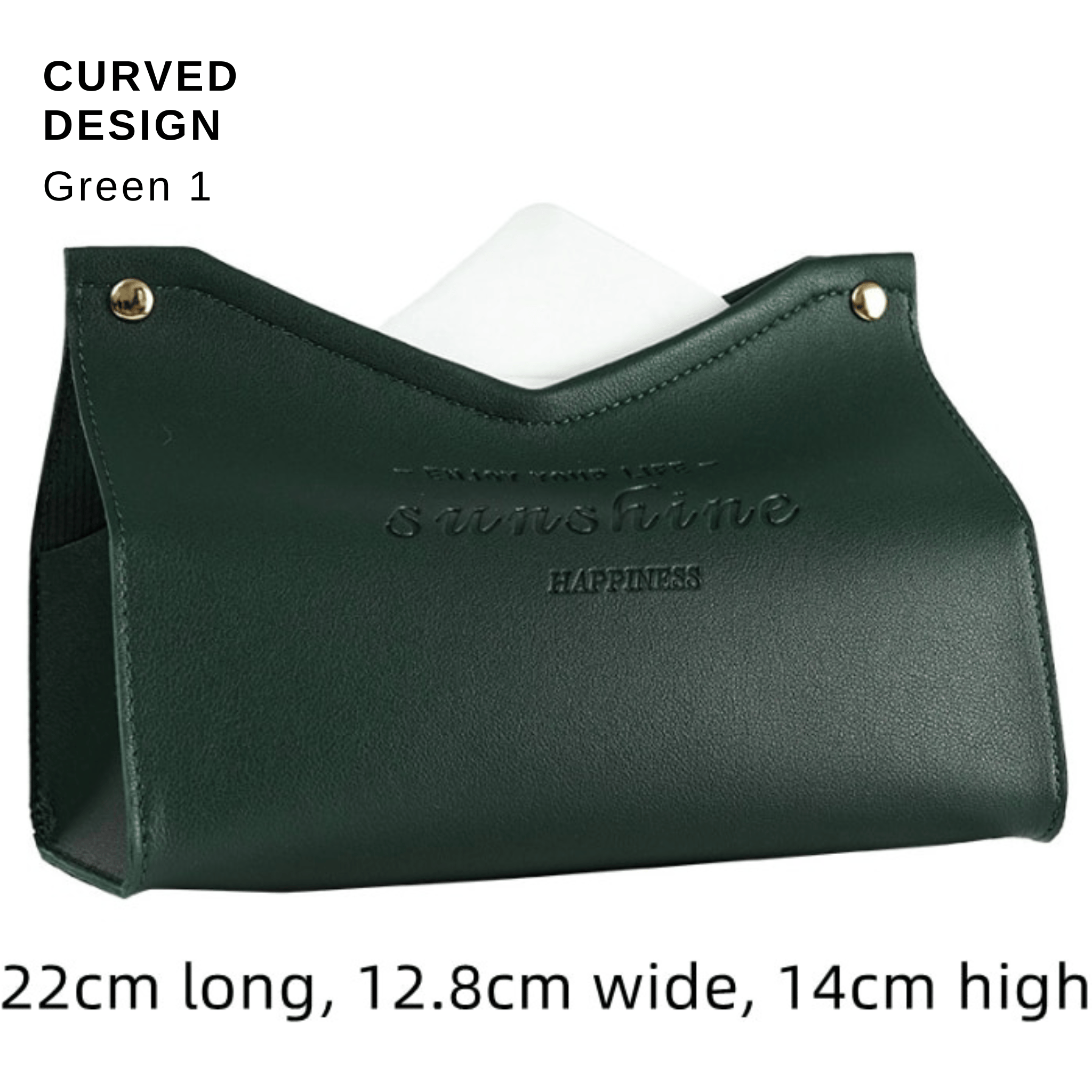 Stylish PU Tissue Box Holder | Curved and Straight Styles | Seven Colors green1 Facial Tissue Holder